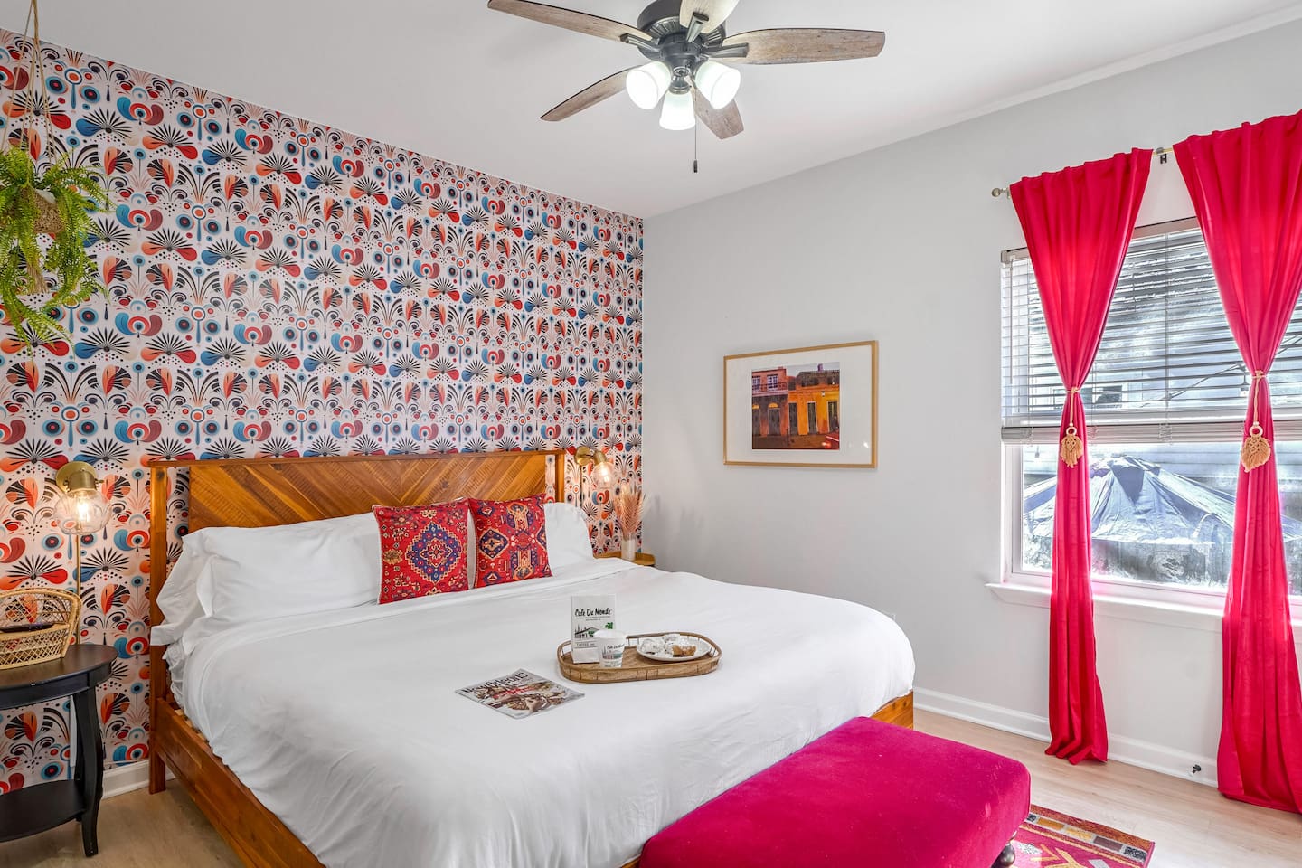 Luxuriate in the King-sized bed and enjoy artistic touches and homey comfort all around you!