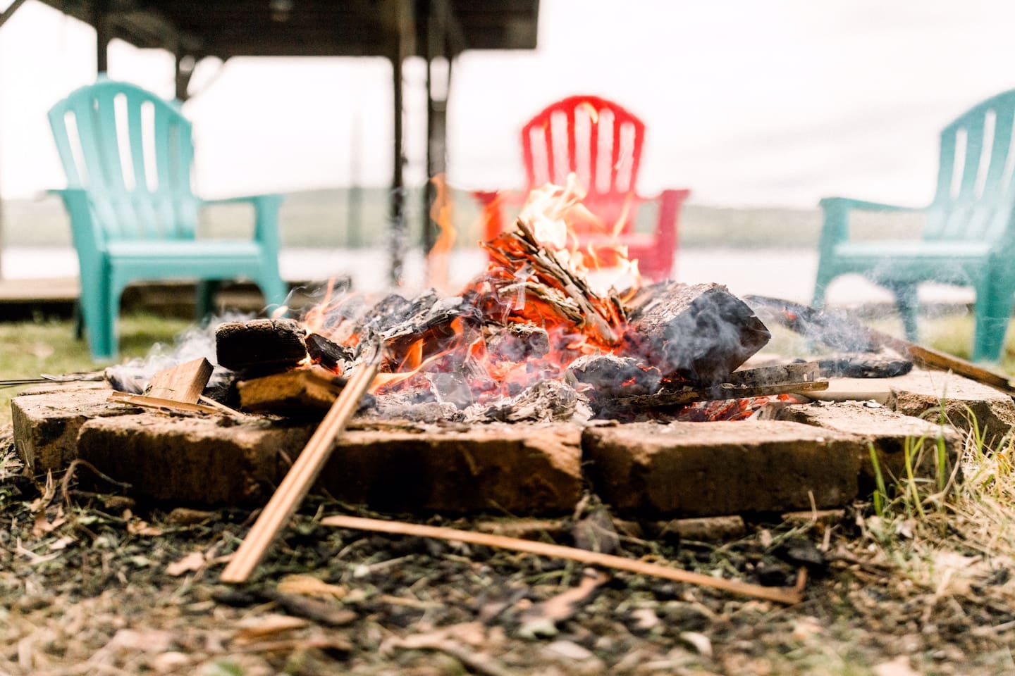 Fire pit next to the water