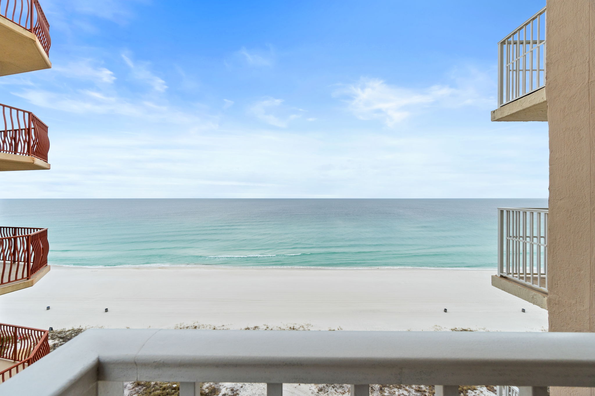 Beach View from Large Balcony with outdoor seating
