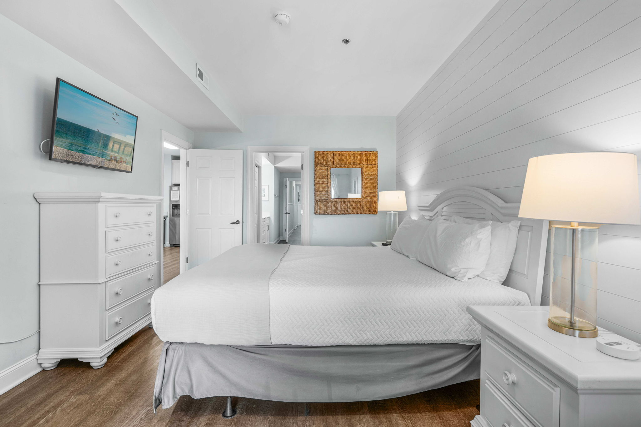 Bedroom 1: Primary King Suite | Sand Dollar | 102 Oceanview | 1116 Ocean Blvd, Isle of Palms, SC | IOP Escapes