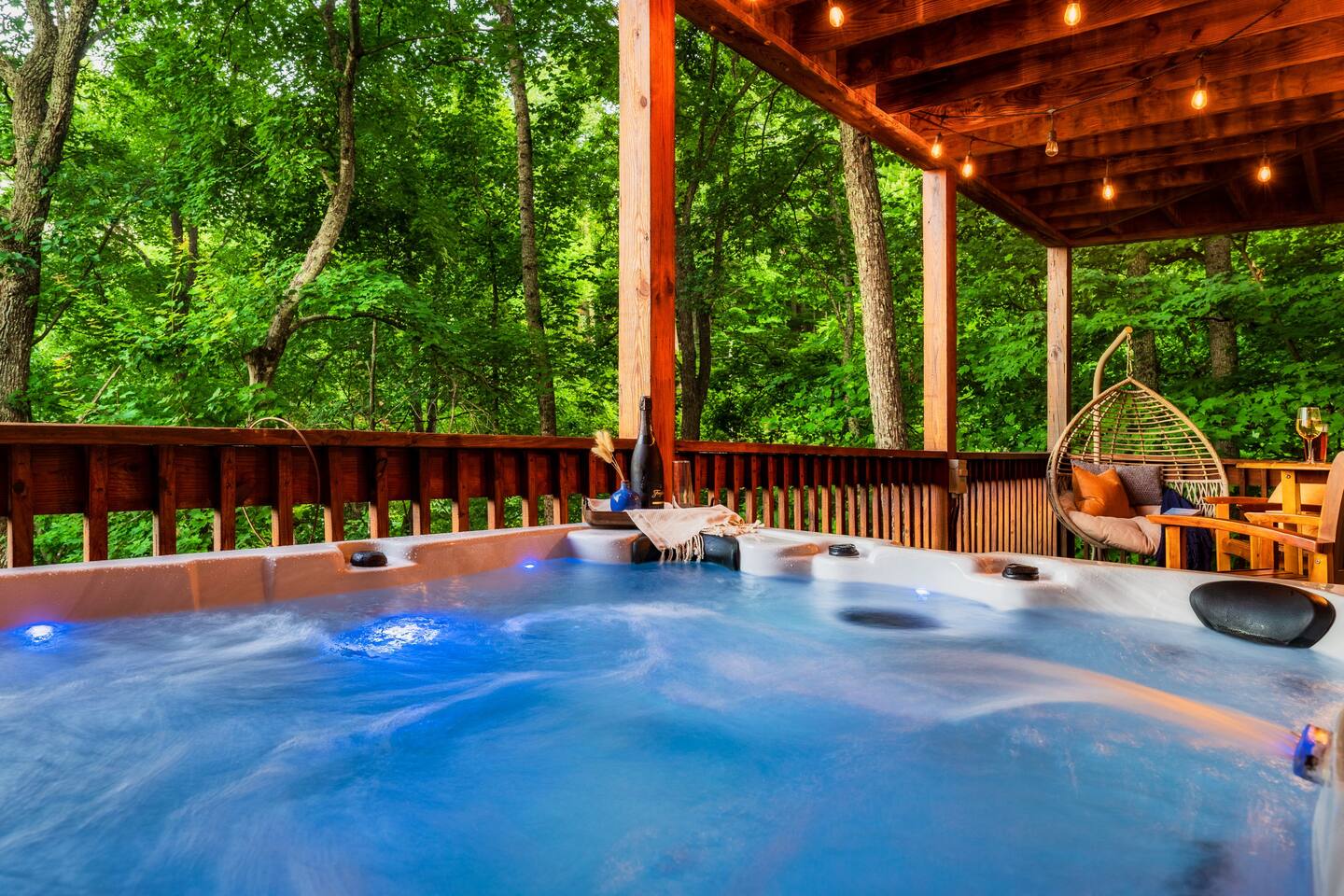 Hot tub seating 4-6 people.