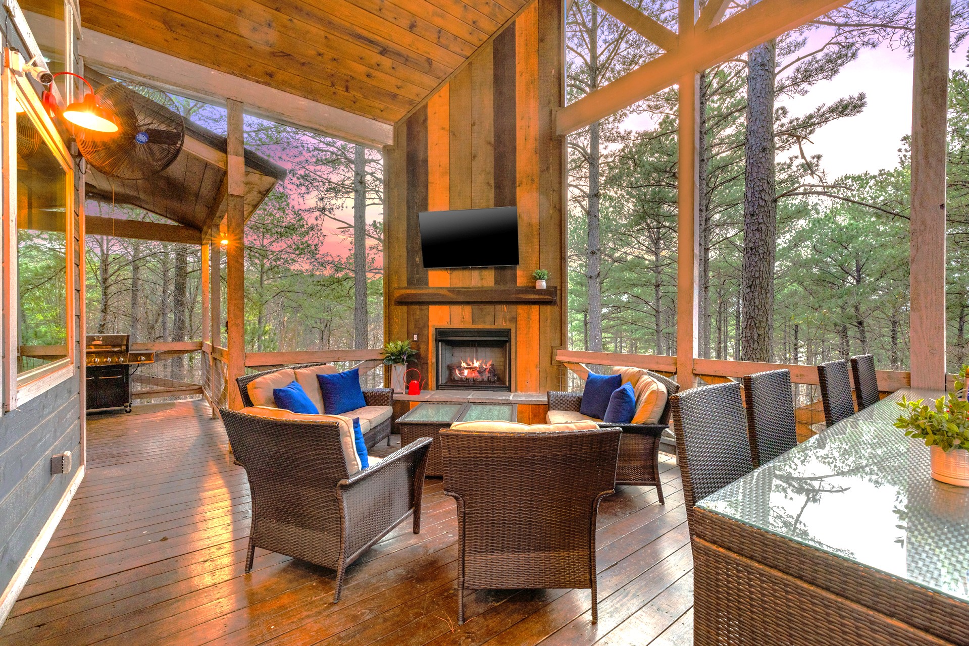 Relax in the afternoon or evening on the cool crisp nights around the fireplace and catching a game or up on old times and make new memories!  This is a perfect place for adults to get away bu