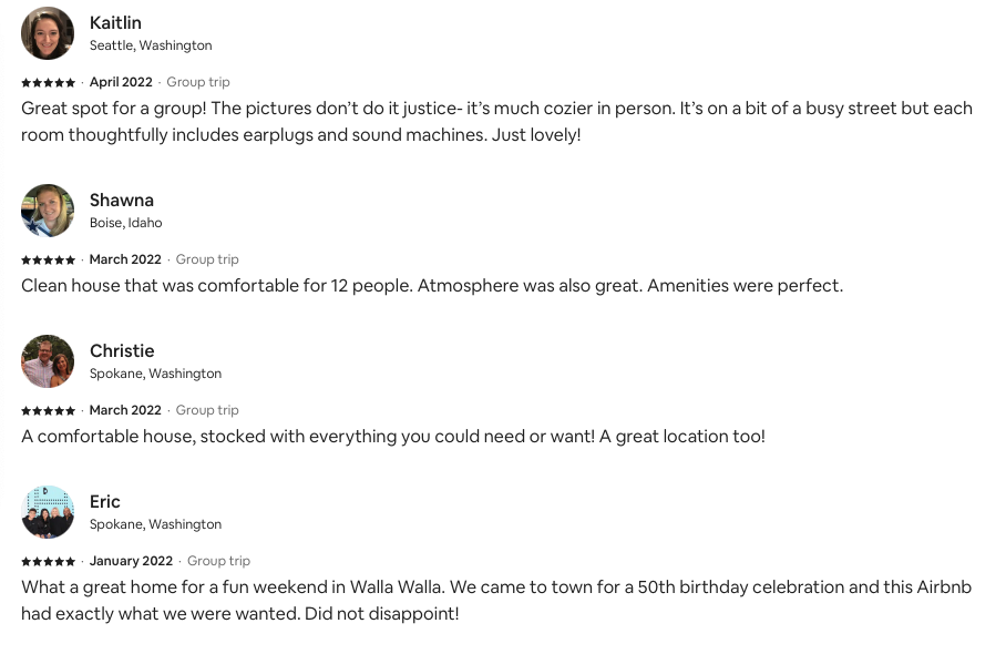 Historic guest reviews. 