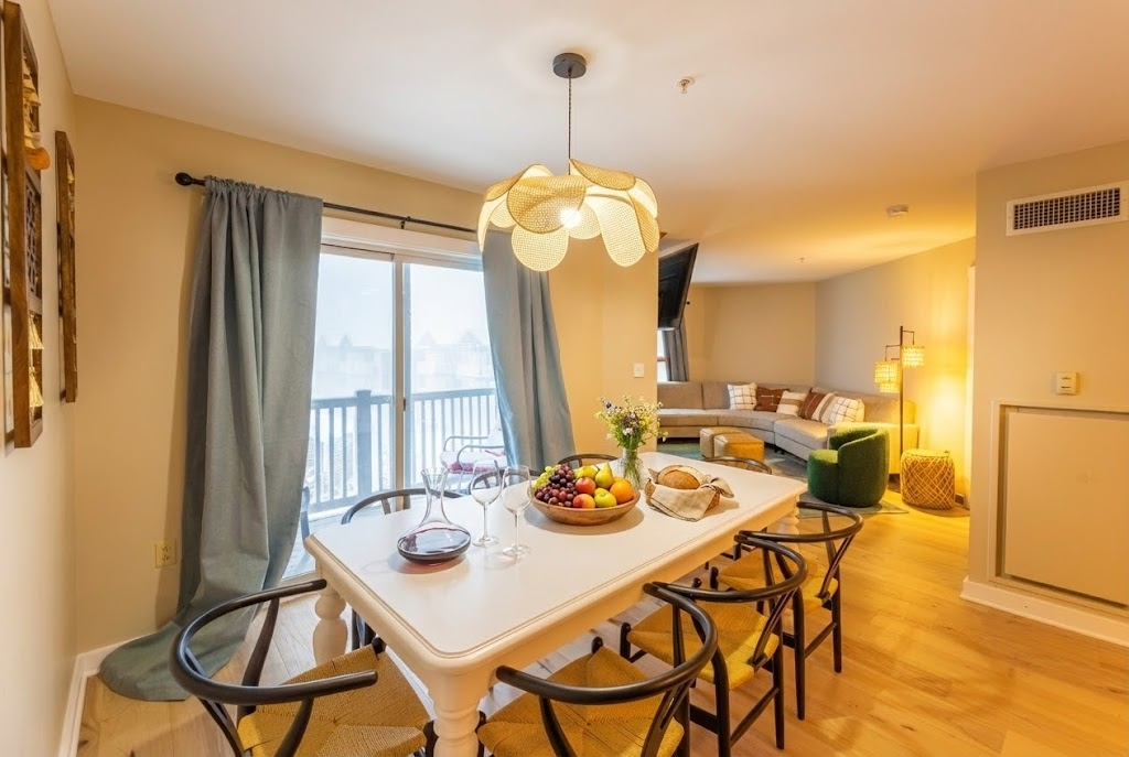 Enjoy delicious meals together at this inviting dining table!