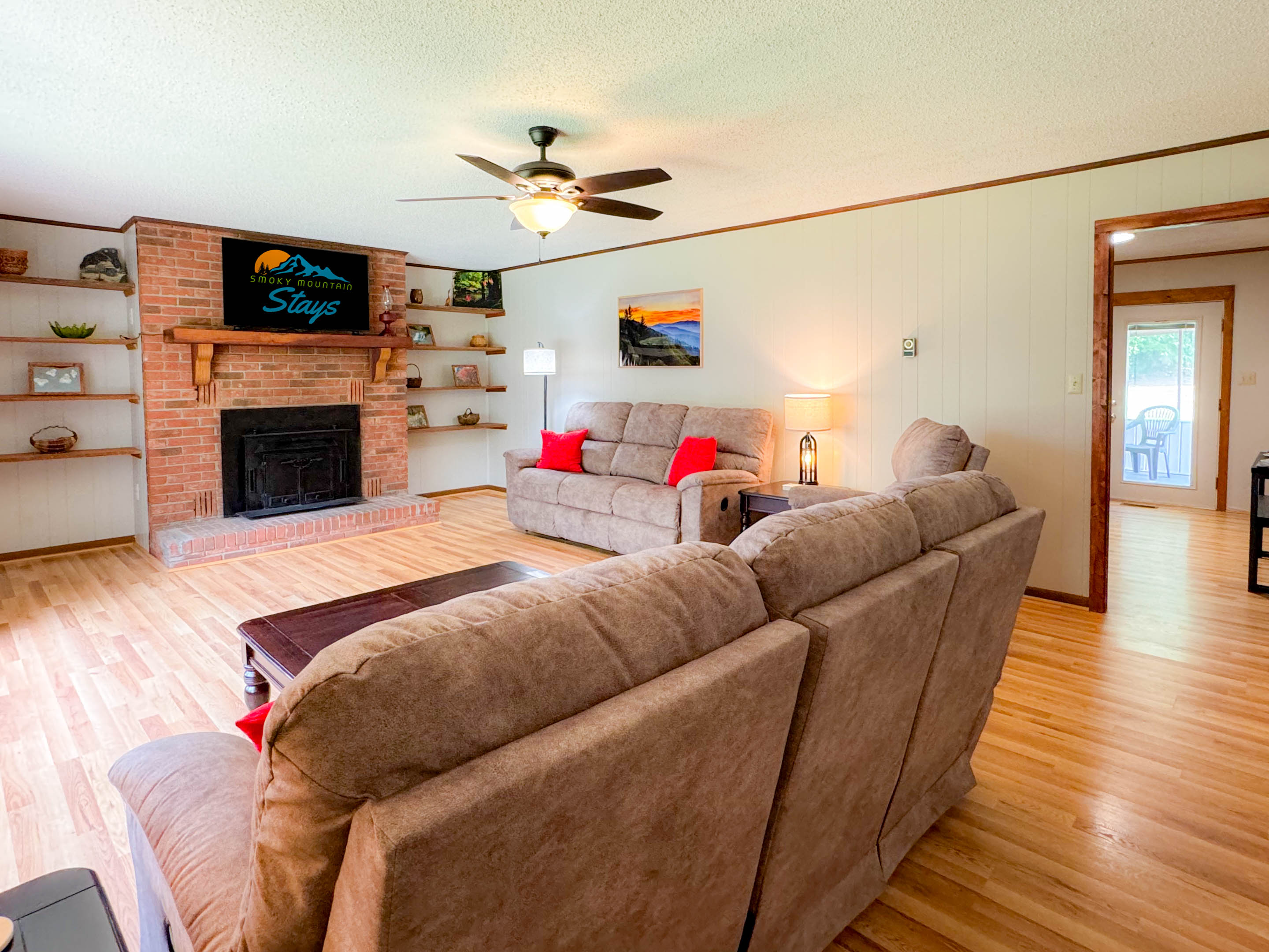Spacious with locally themed art and information decor. The Smokies has so much history and you will be staying at a great base camp for exploring these attractions. Please note the wood stove is not a listed amenity and cannot be used at this time.