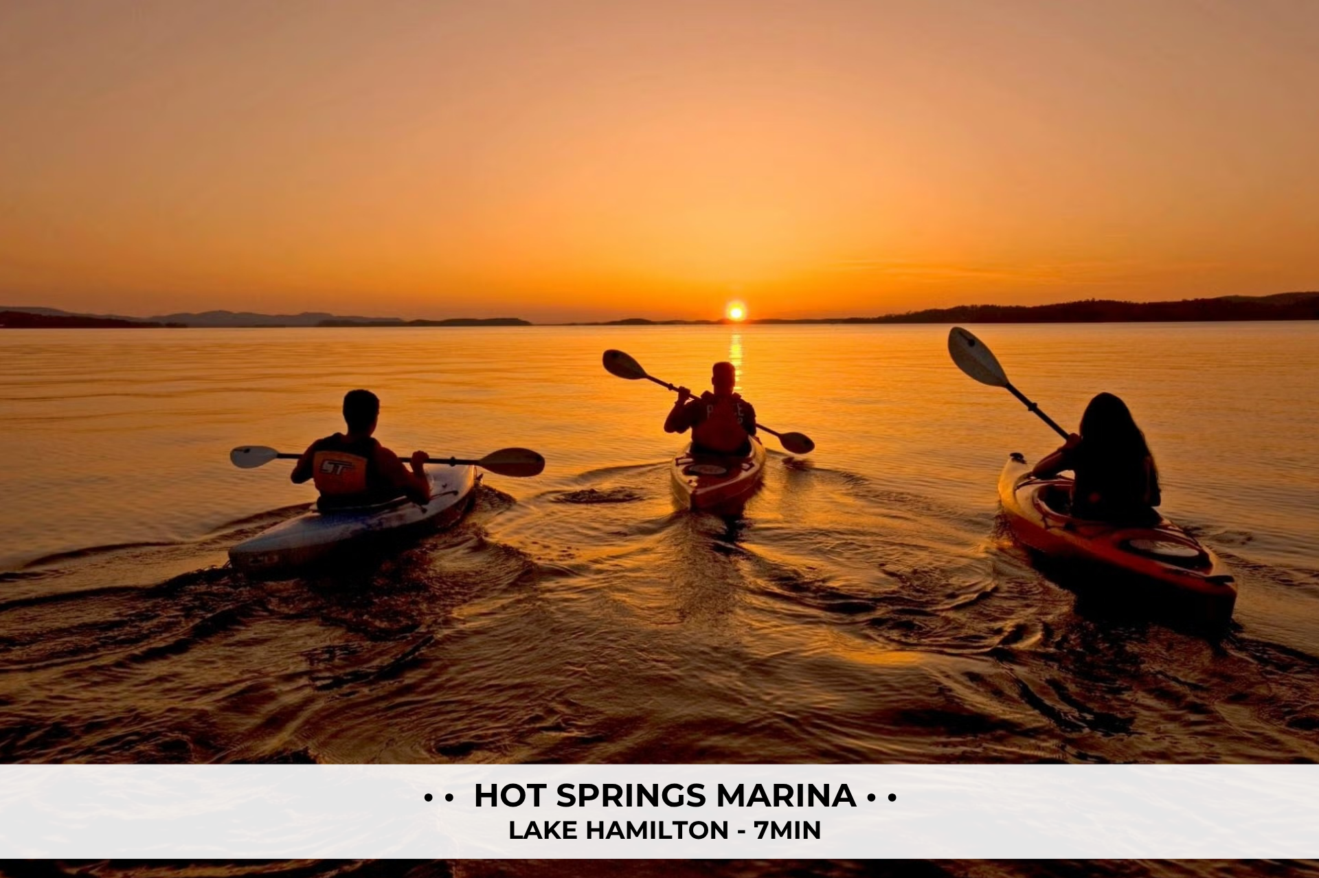 Rent paddle boards or kayaks at Lake Hamilton marina and go explore the 