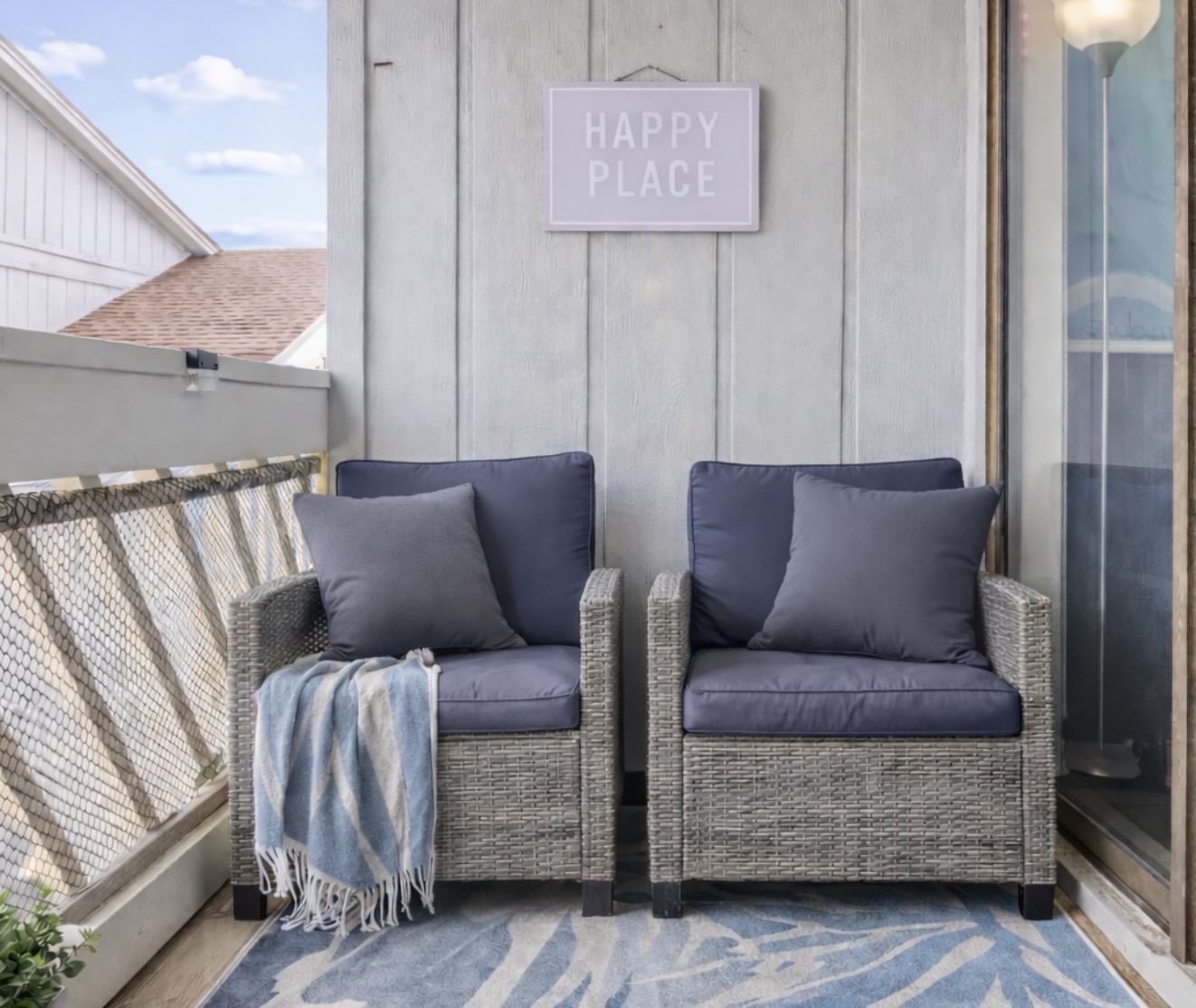 Step outside and settle into your private balcony retreat. Soft coastal tones, comfortable seating, and the gentle ocean breeze set the mood. Morning coffee, evening wine, or late-night conversations — this is your quiet little escape above it all.