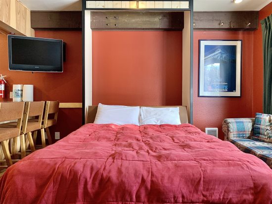 Murphy bed: Full-size bed.