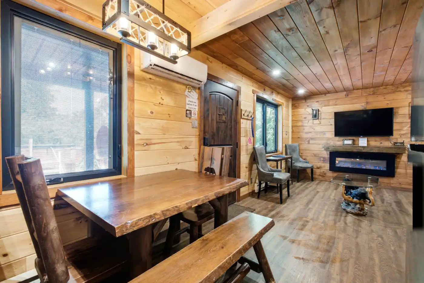 Bright open-concept living and dining area