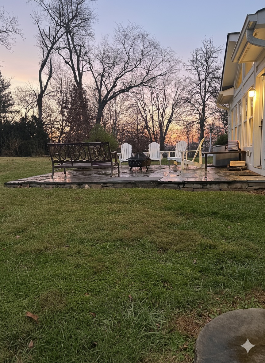 Outdoor Patio: Sunset views and fire pit gatherings await you in serene Delaplane!