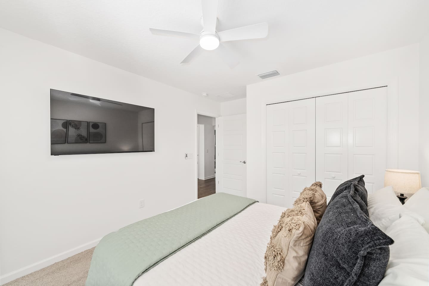 This guest bedroom also features a 65 inch TV.  Streaming service is not provided.  Please log into your streaming apps to enjoy.