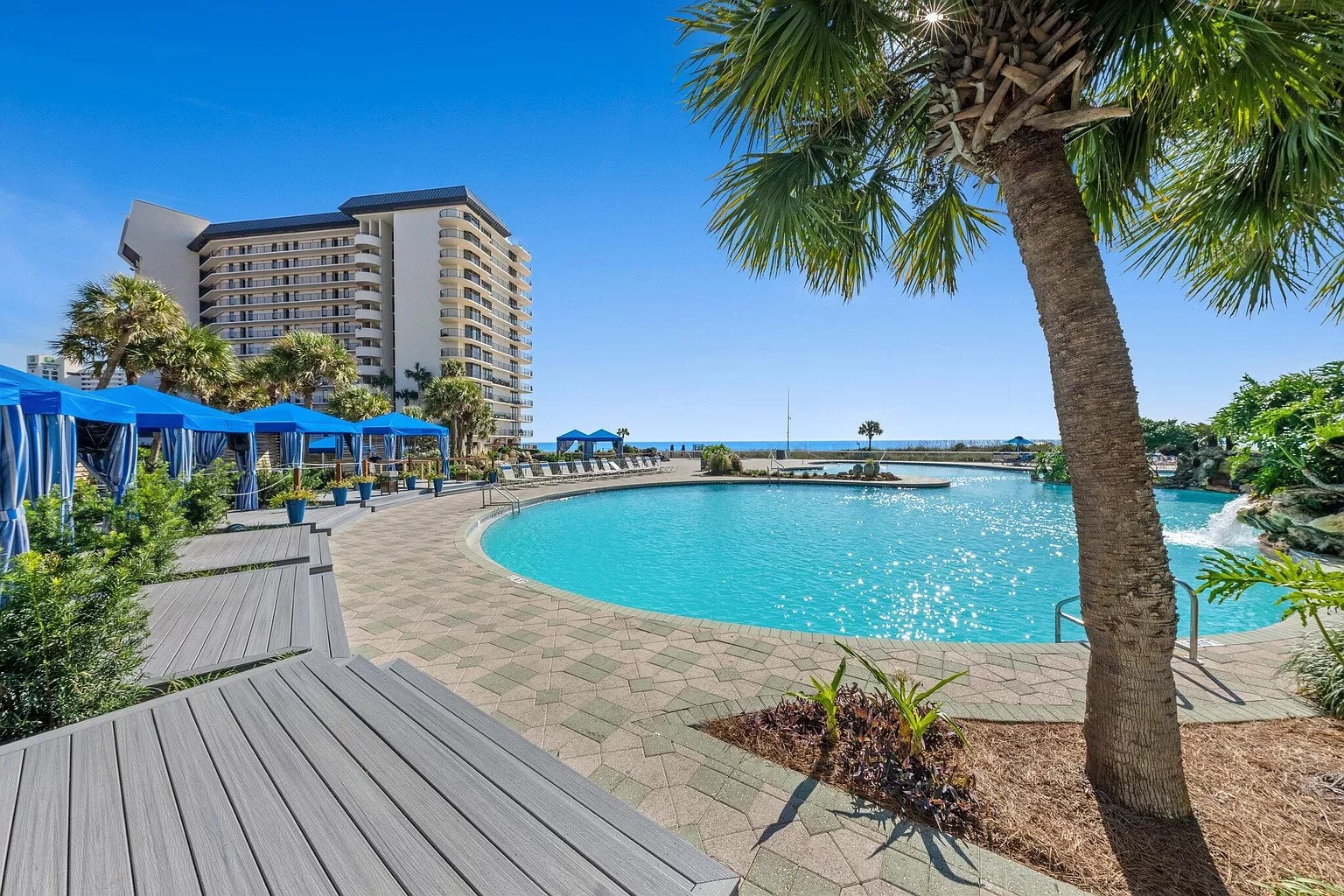 Cabanas overlooking main lagoon pool