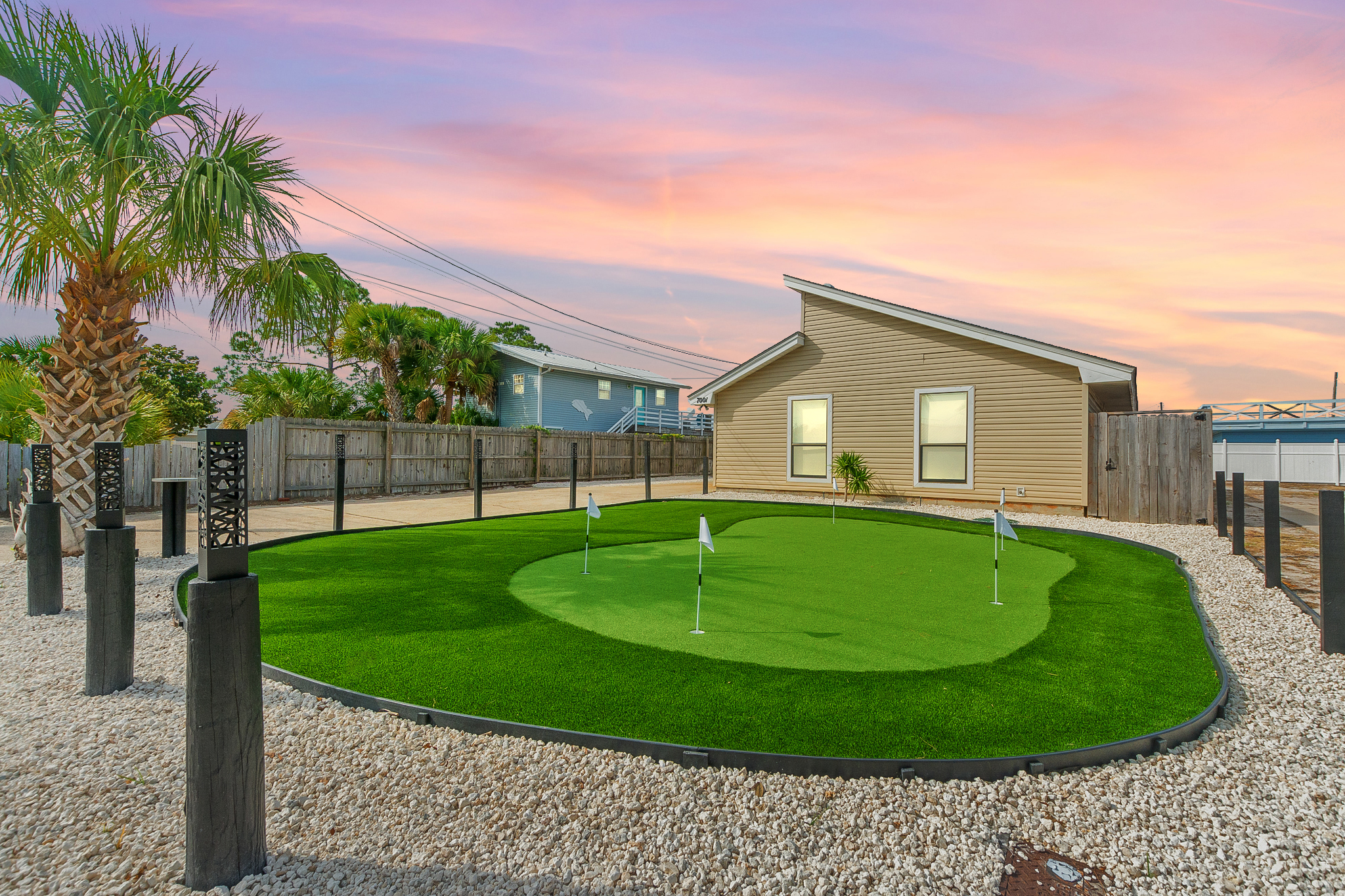 After a sun soaked day at the beach, come home and let the games begin with 5 hole mini golf!