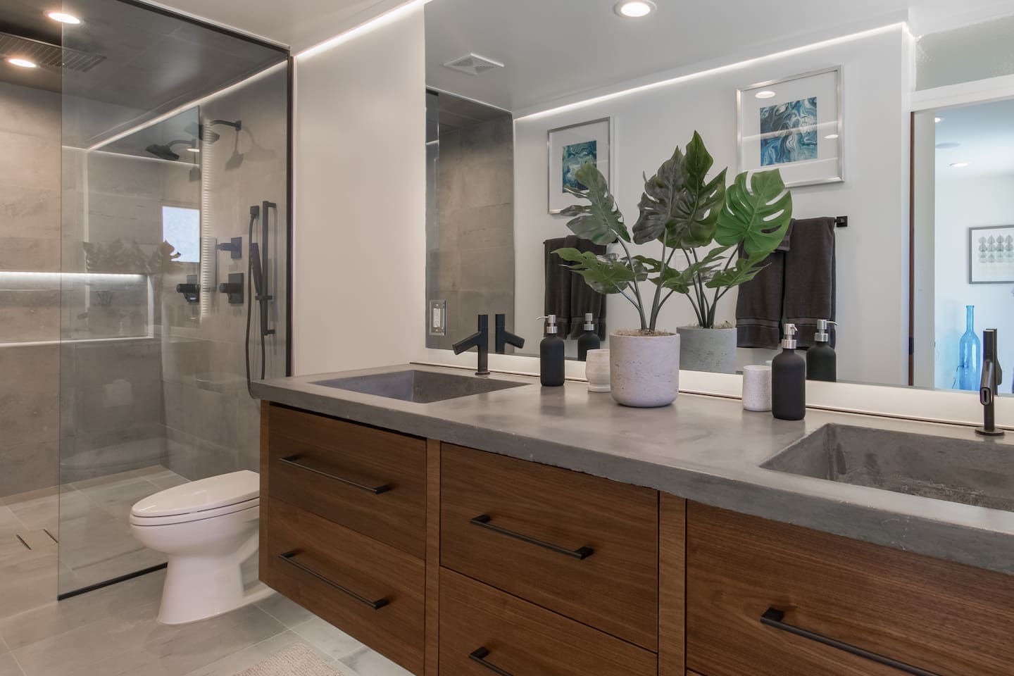 Master bathroom with walk-in double shower