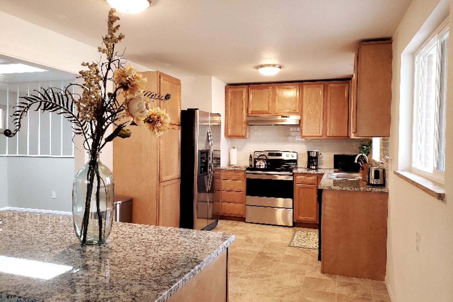 Kitchen and island