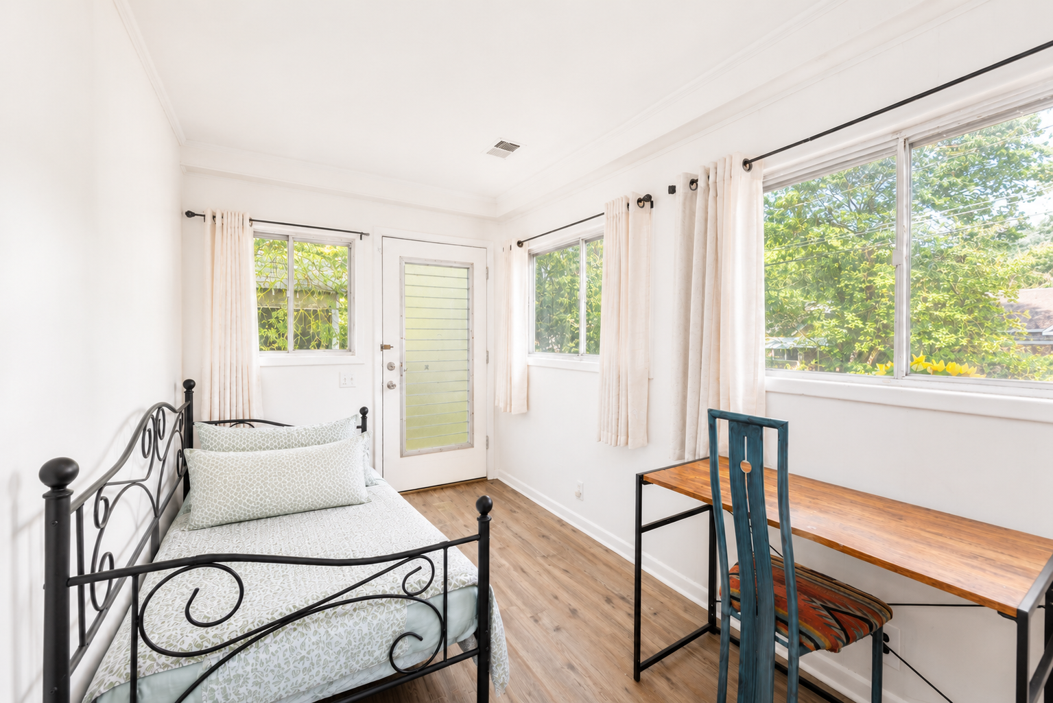 A cute little daybed and tucked away desk gives everyone room to relax and recharge. Daybed can sleep 1. 