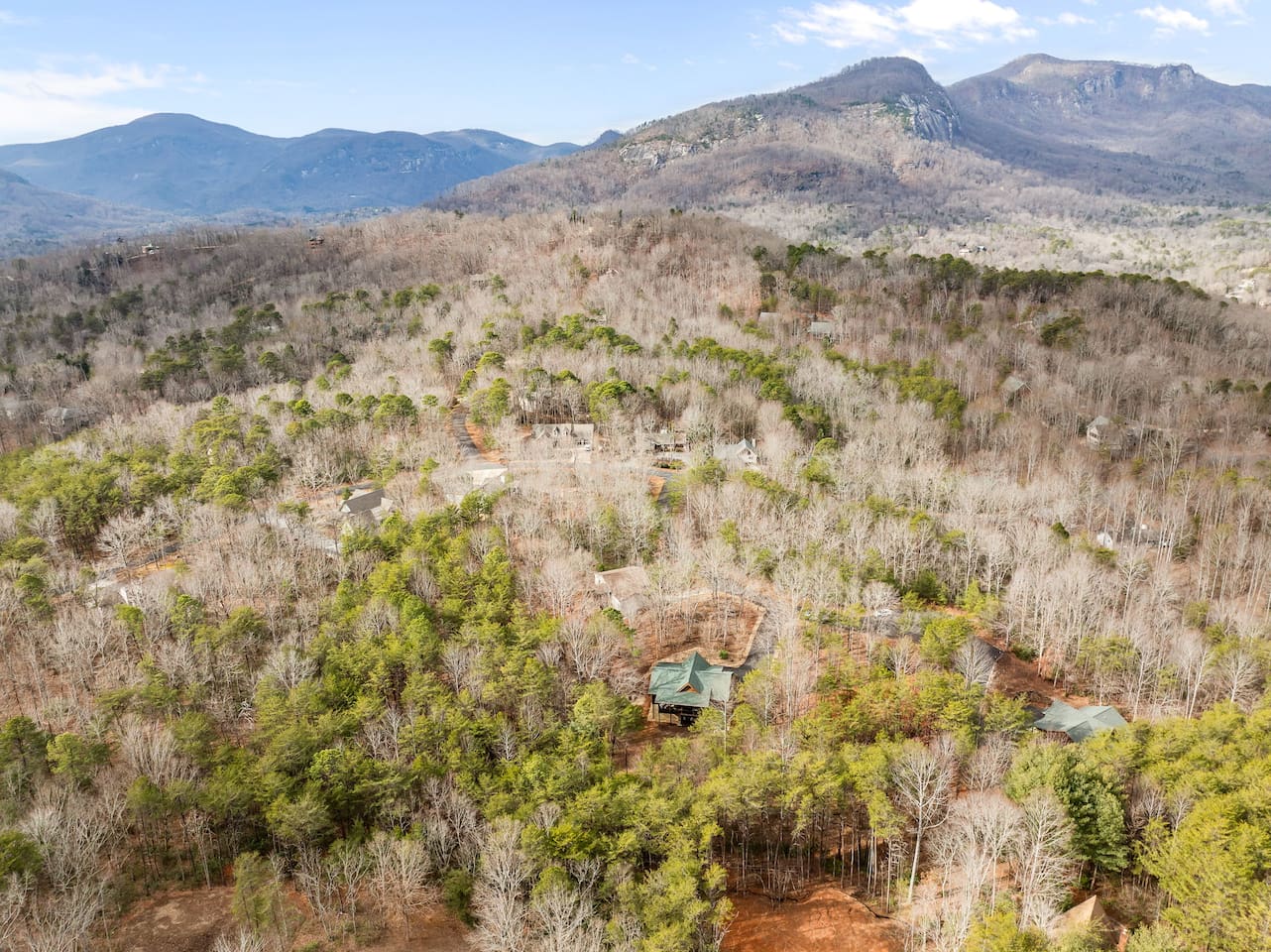 Upper drone view of the cabin