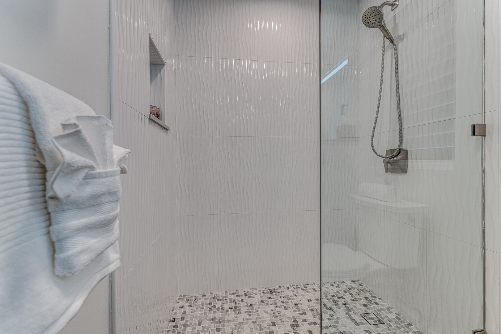 Walkin shower in bathroom 1