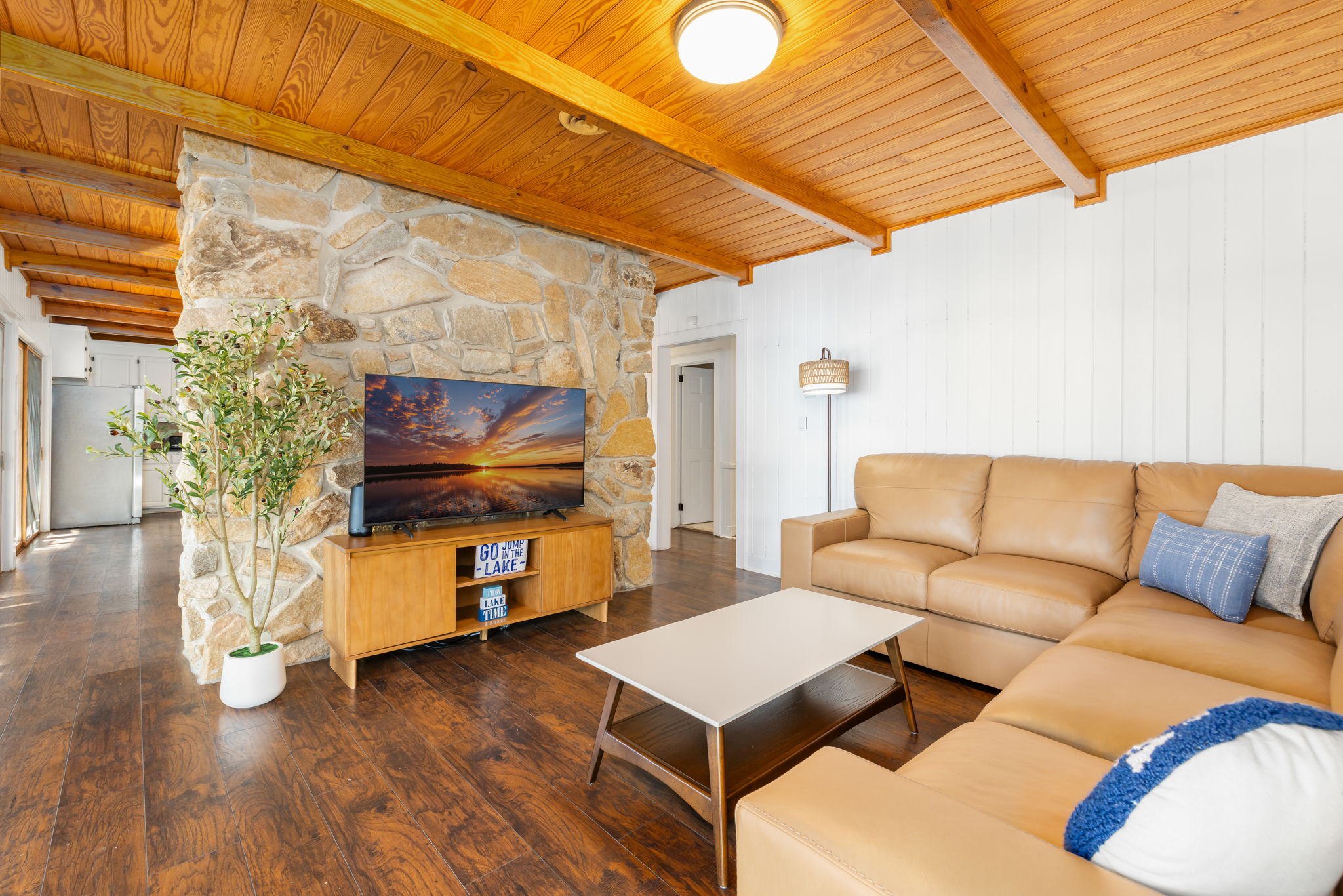 Comfortable lakefront living room!