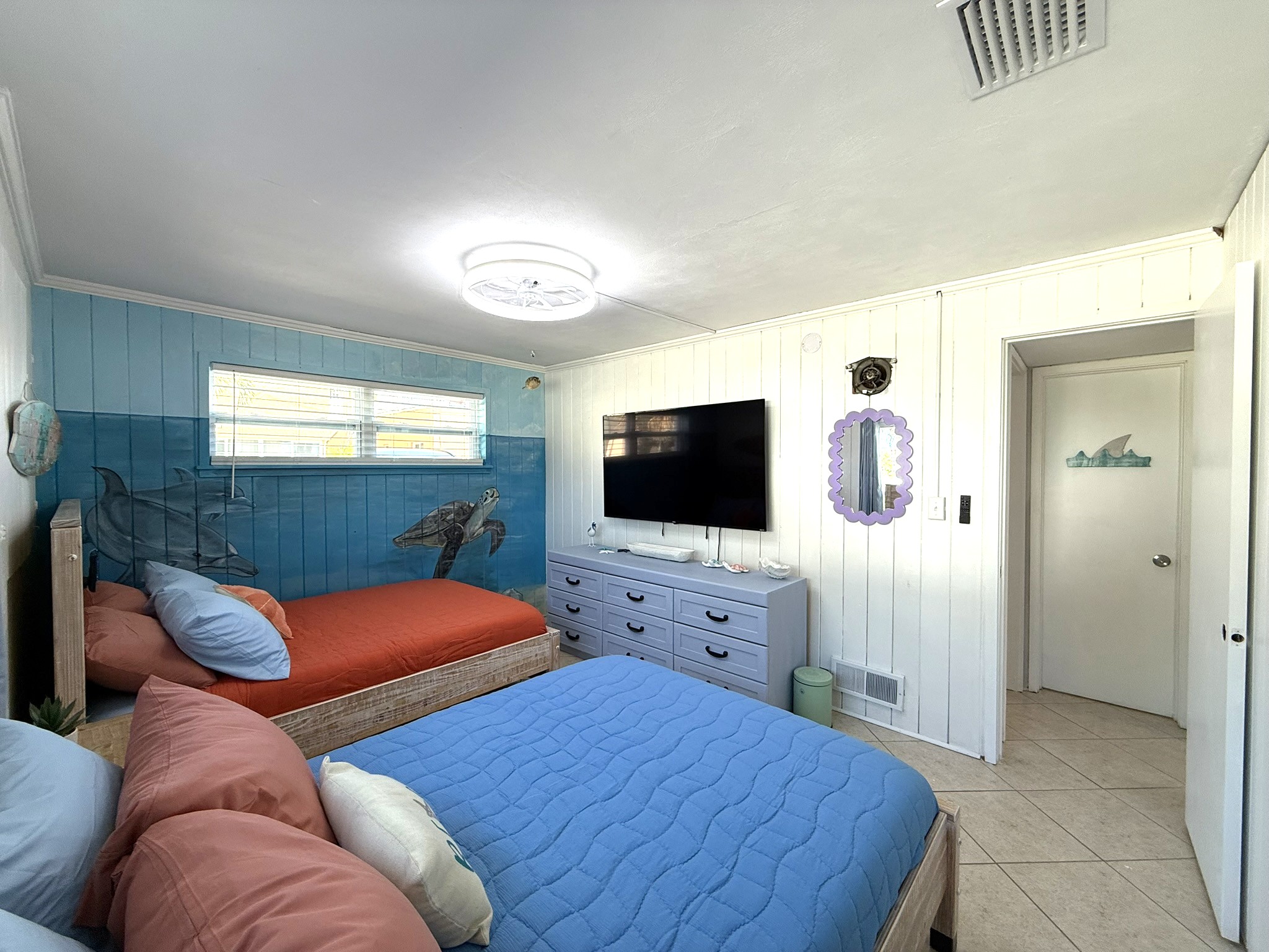 Bedroom #3 with Two Full Beds & 65" TV