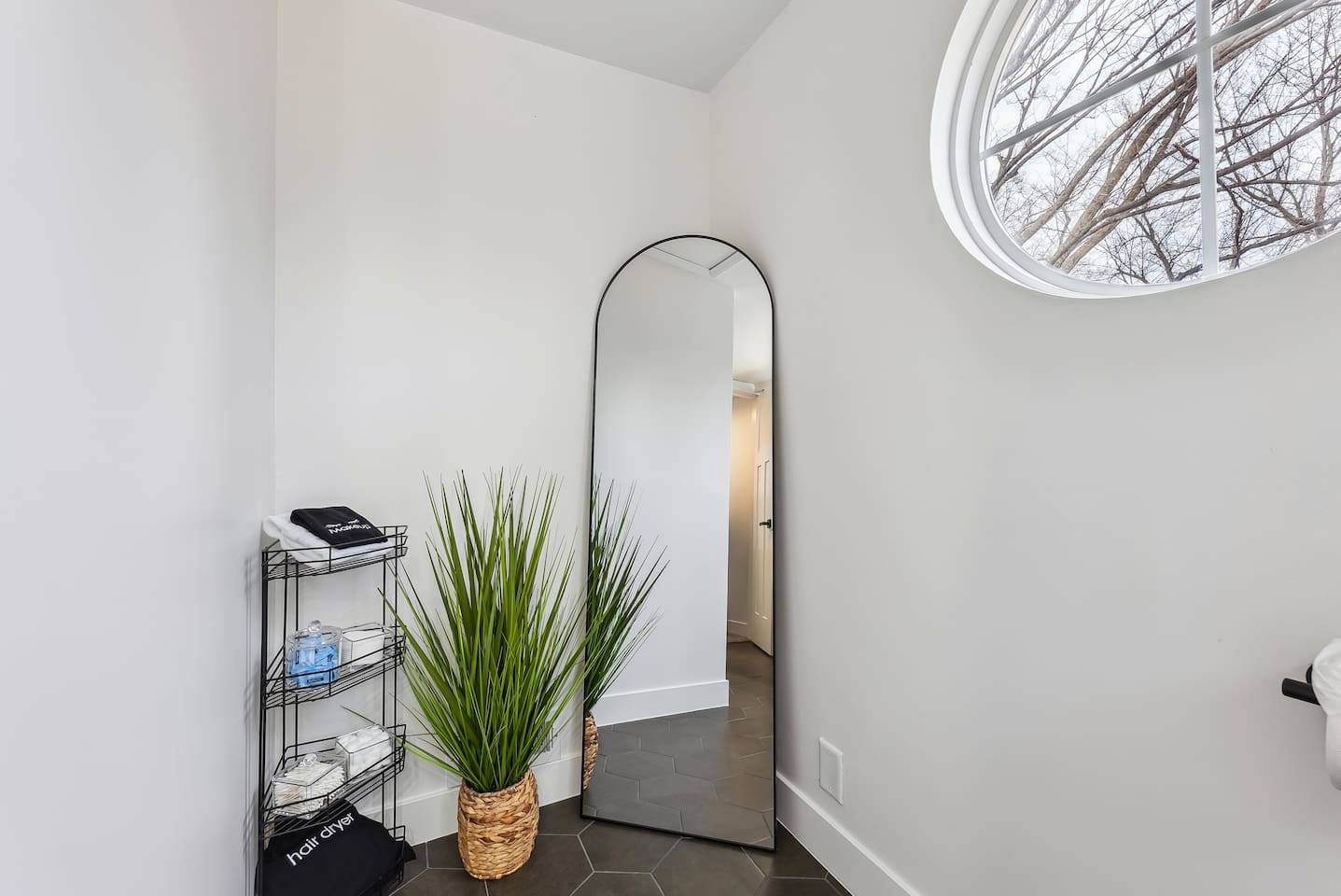 Full length mirror-a must have!  Help yourself to the make-up wipes and other goodies during your stay!