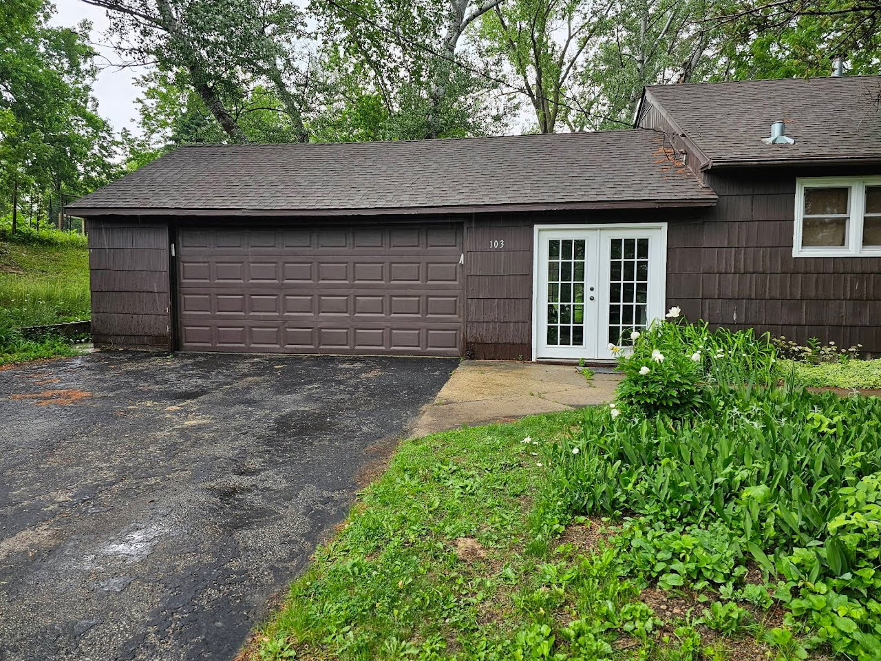 Two car garage and driveway