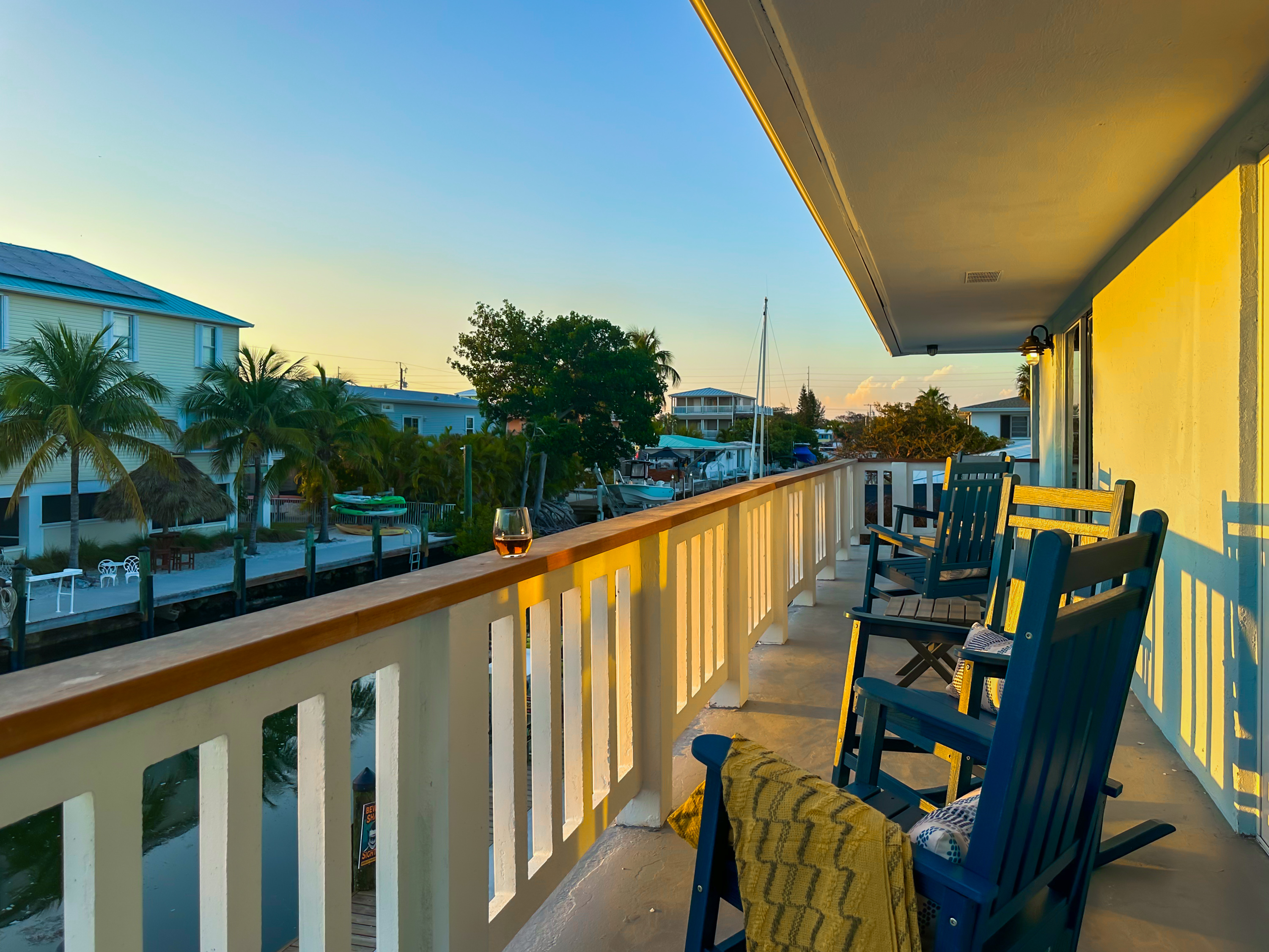Or head up to the balcony to watch the sunset.