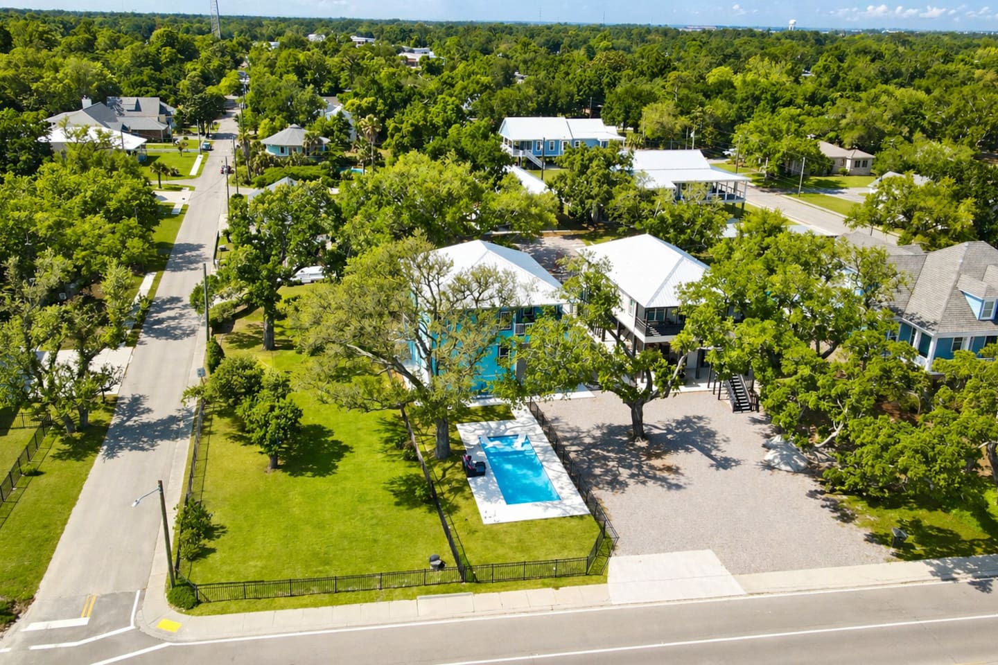 Stay steps from the beach with a private pool and peaceful setting.