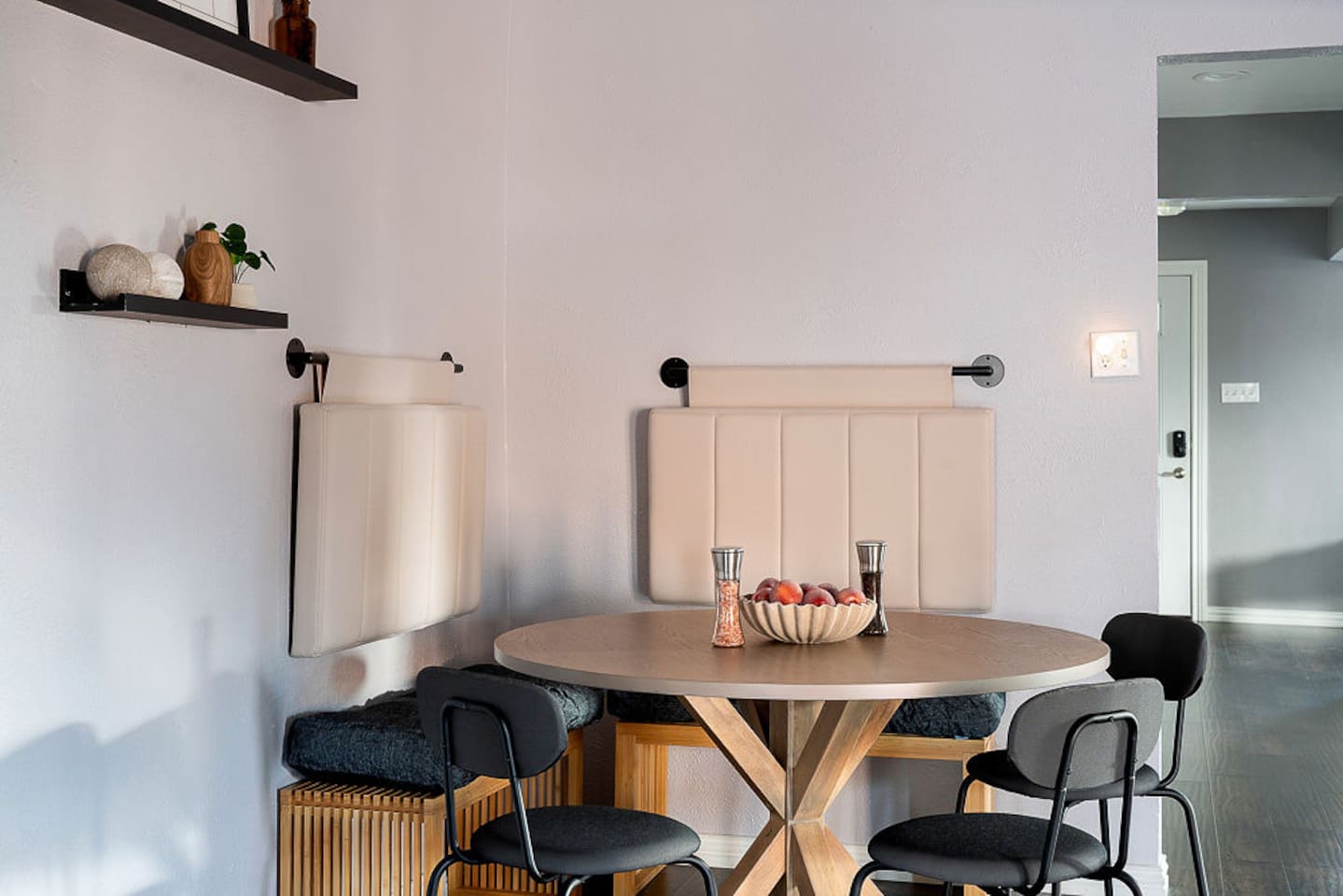 Gather around the cozy dining nook for a meal or for your morning coffee