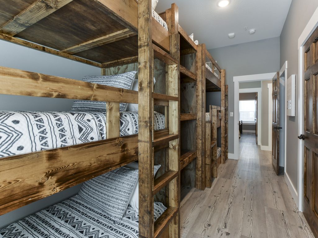 Awesome bunk room with 9 bunks each with its own outlet for charging devices