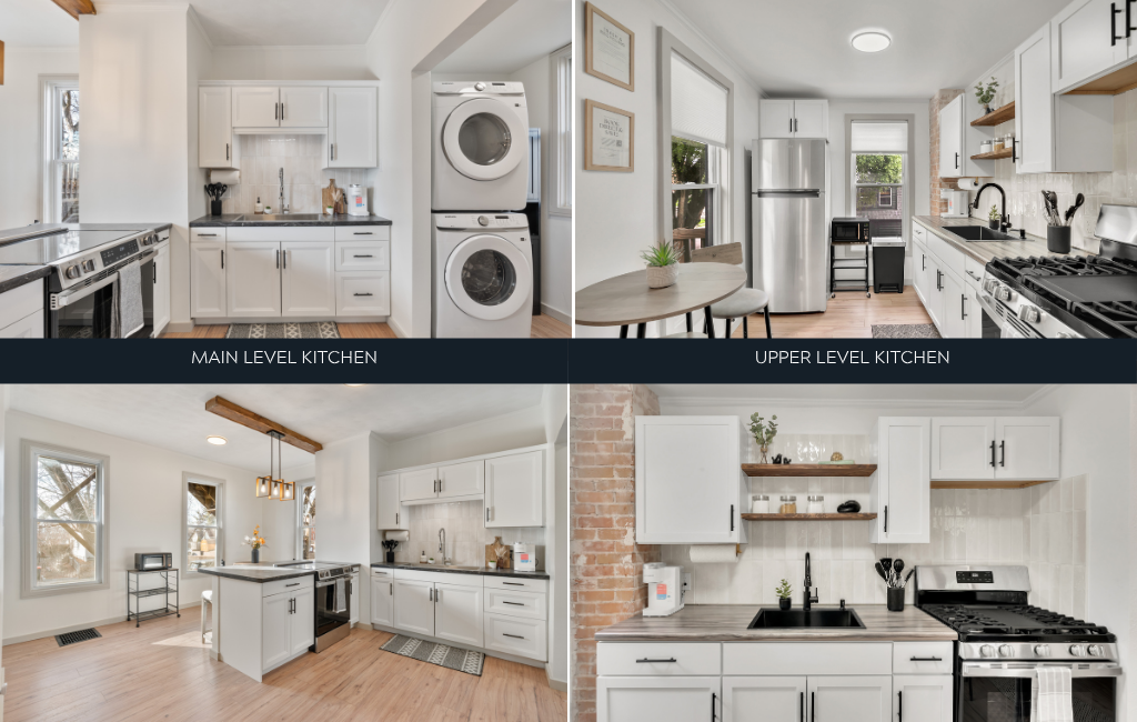 The entire house booking comes with 4 bedrooms, 2 full kitchens, 2 full laundry centers, and sleeps 12.