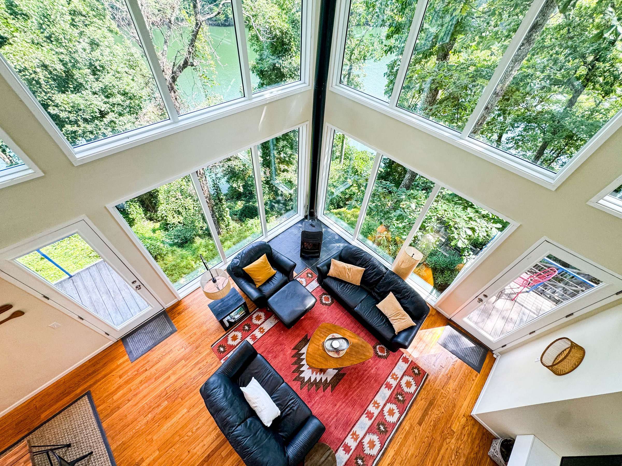 The view looking over the upstairs balcony. Very nice and again very unique!