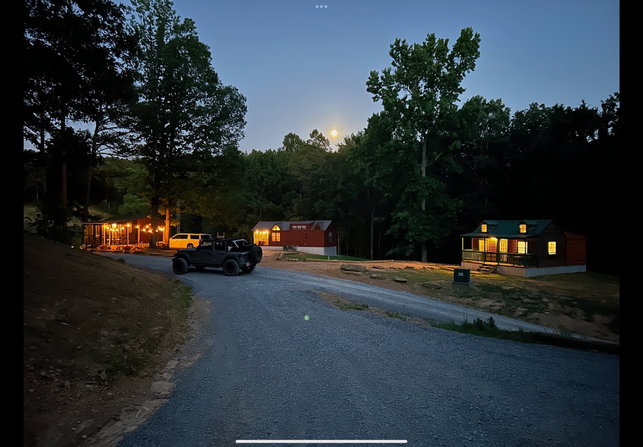 Cabins at dusk