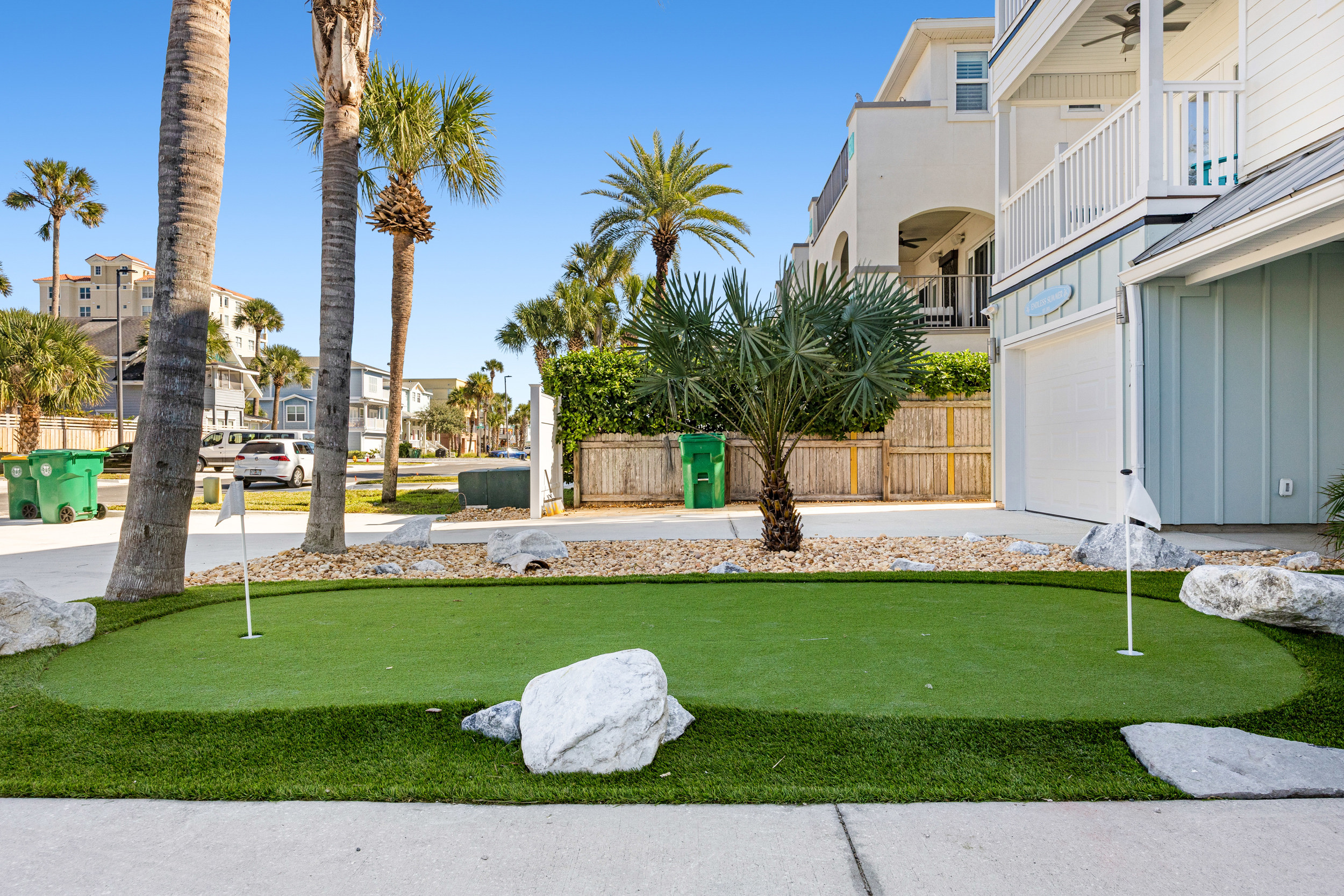 Front yard and mini-golf putting green