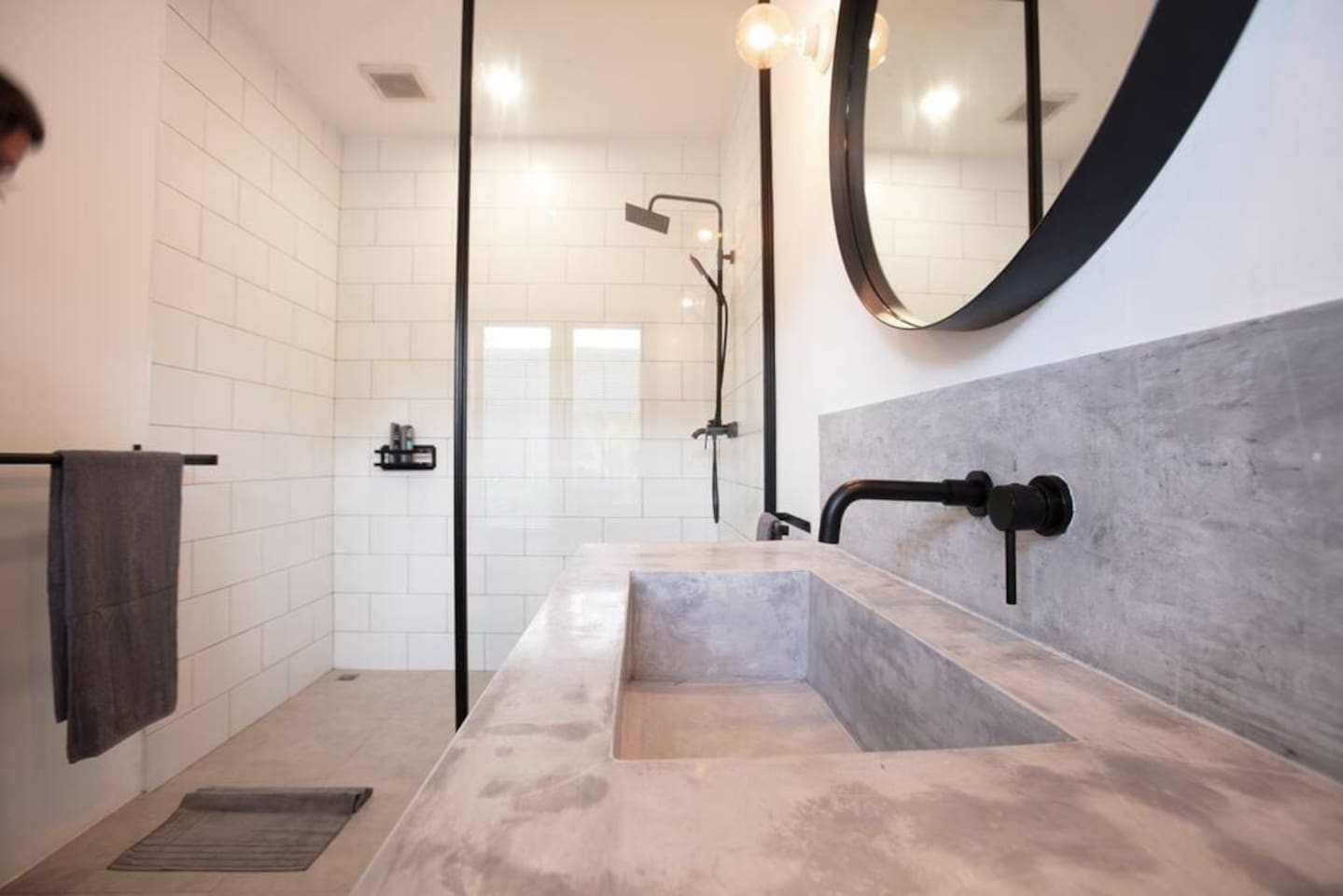 A spacious sink with a convenient shelf to organize your personal beauty products.