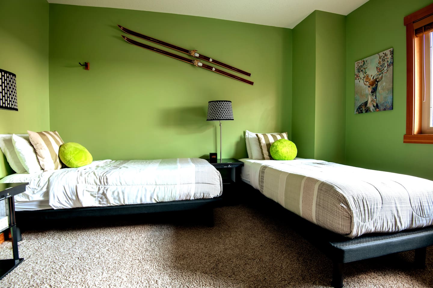 2nd bedroom, Two Twin XL beds, shown in an L configuration, you can slide them together, and  convert into a King bed for longer stays.