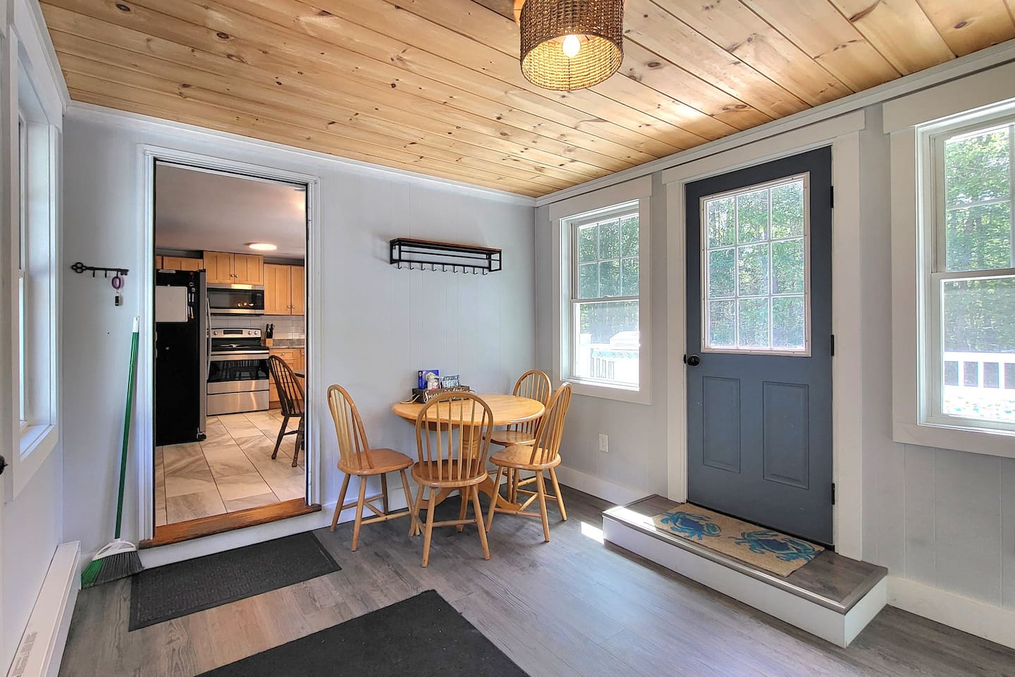 Breeze way, leads to the deck, garage, and kitchen