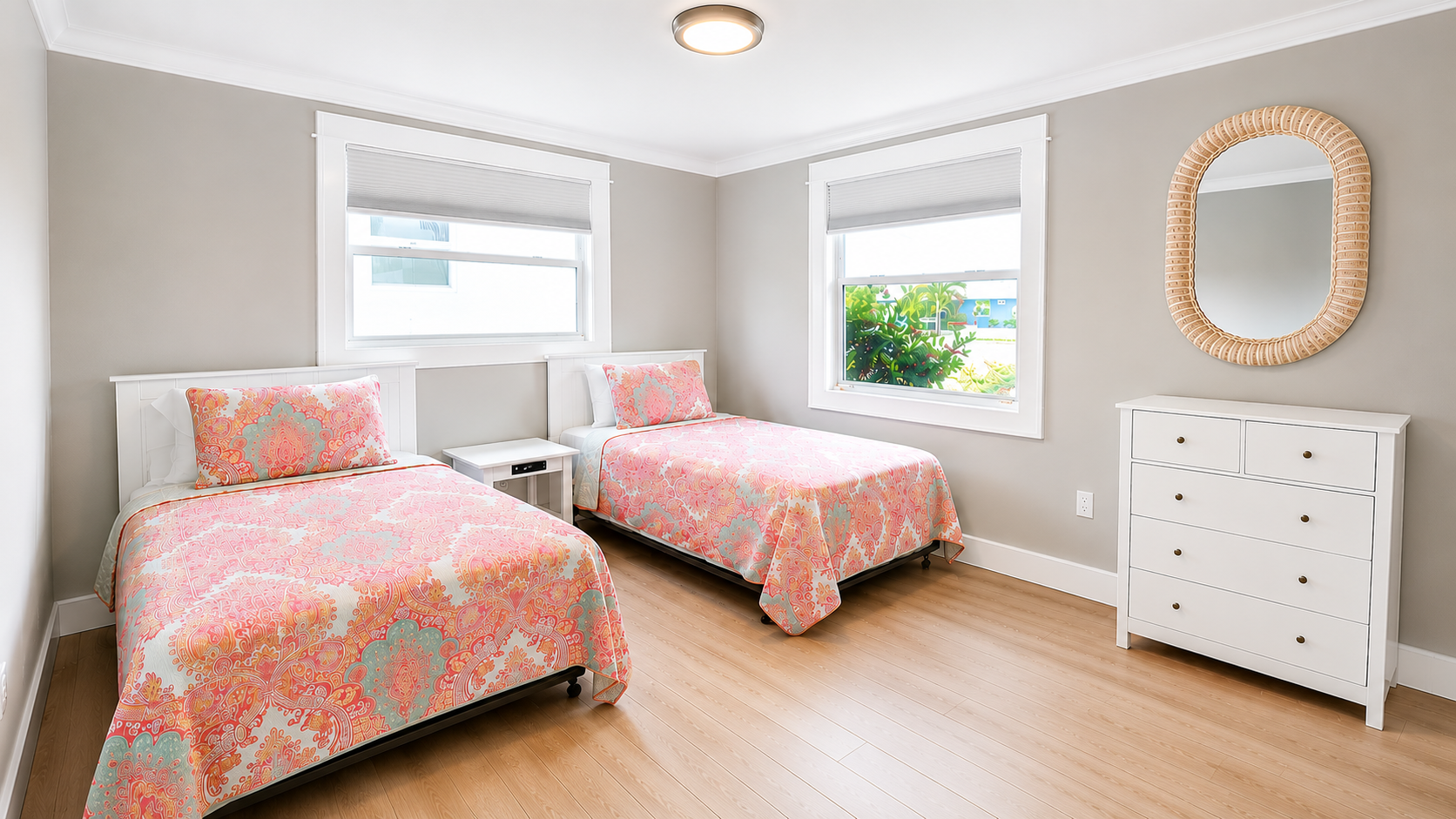 Bright and Airy Bedroom with Twin Beds