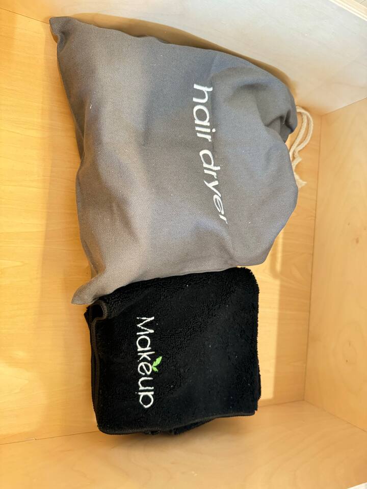 Hair dryer and make up towels