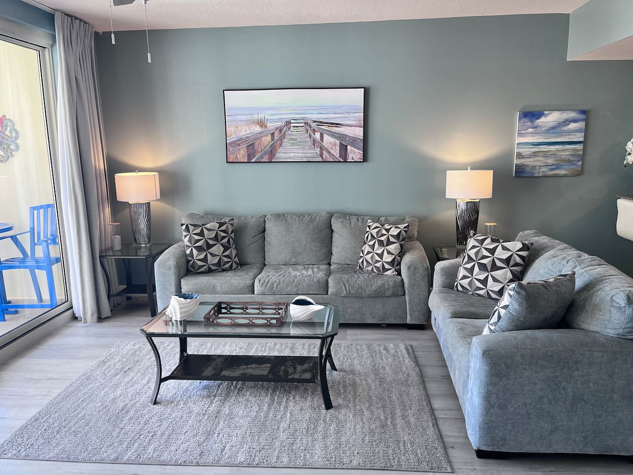 Spacious living area with sofa couch