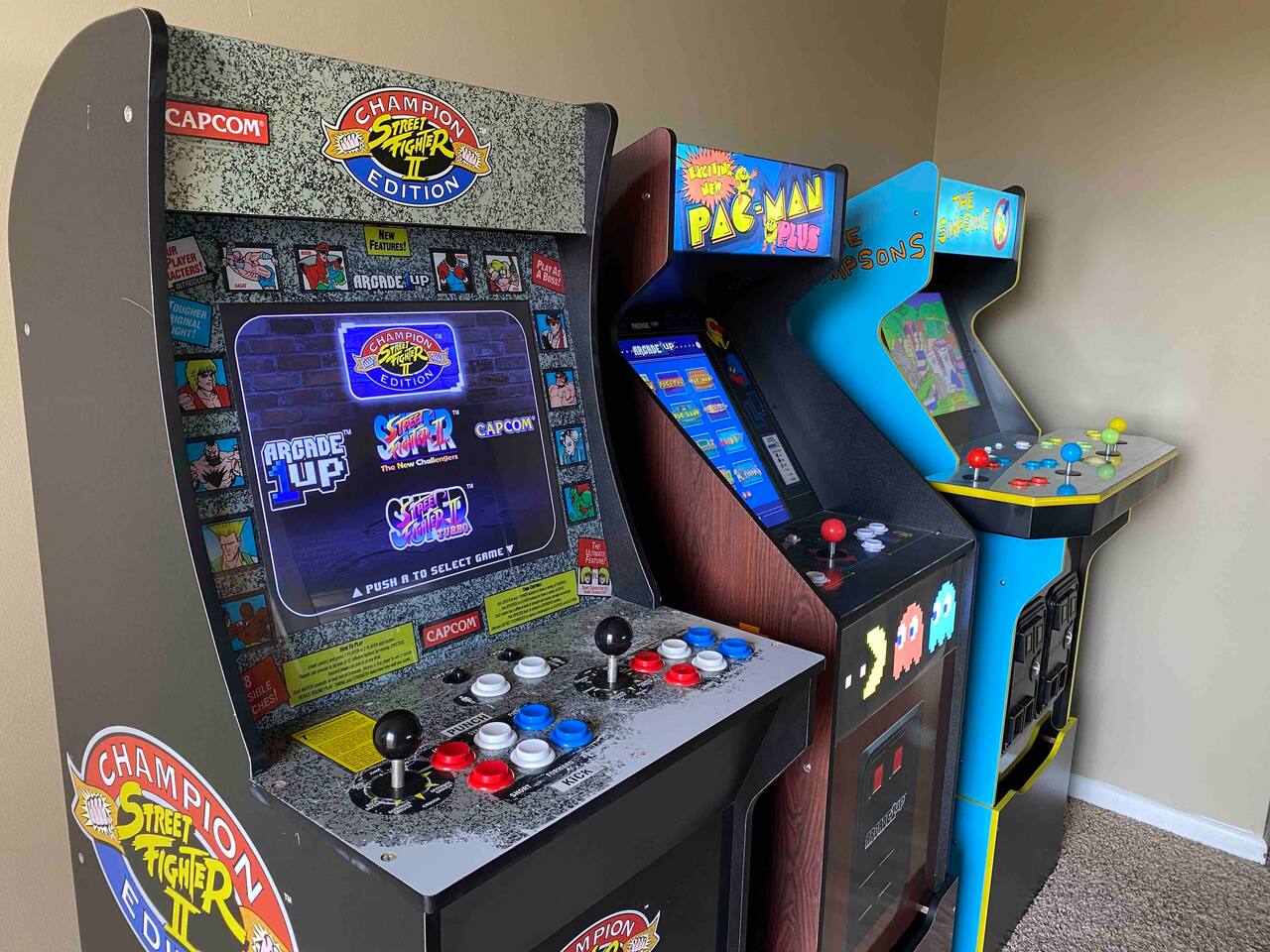 Game room with arcade games to keep kiddos occupied.