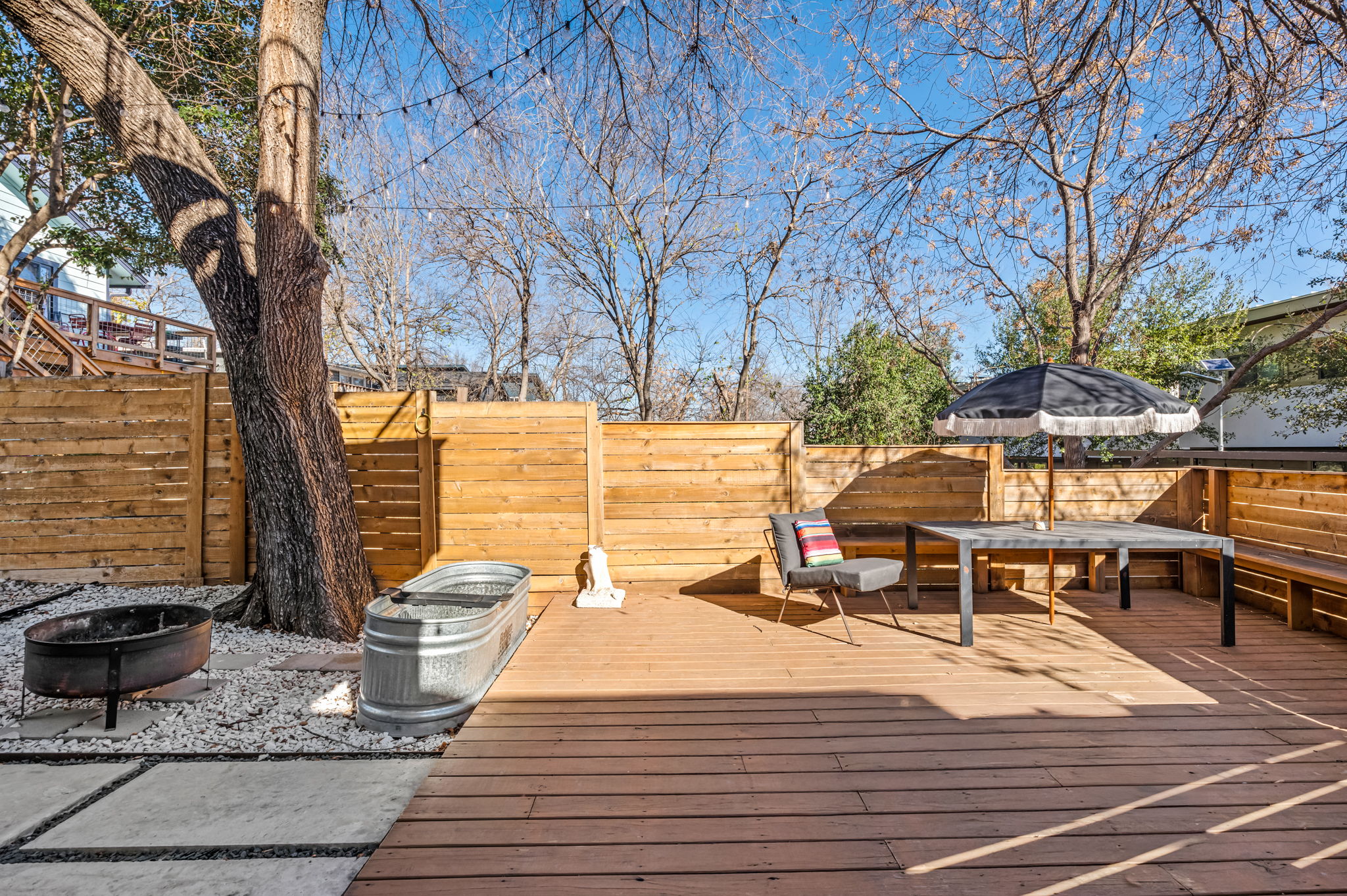 Sun-filled private courtyard perfect for relaxing, dining, or gathering outdoors