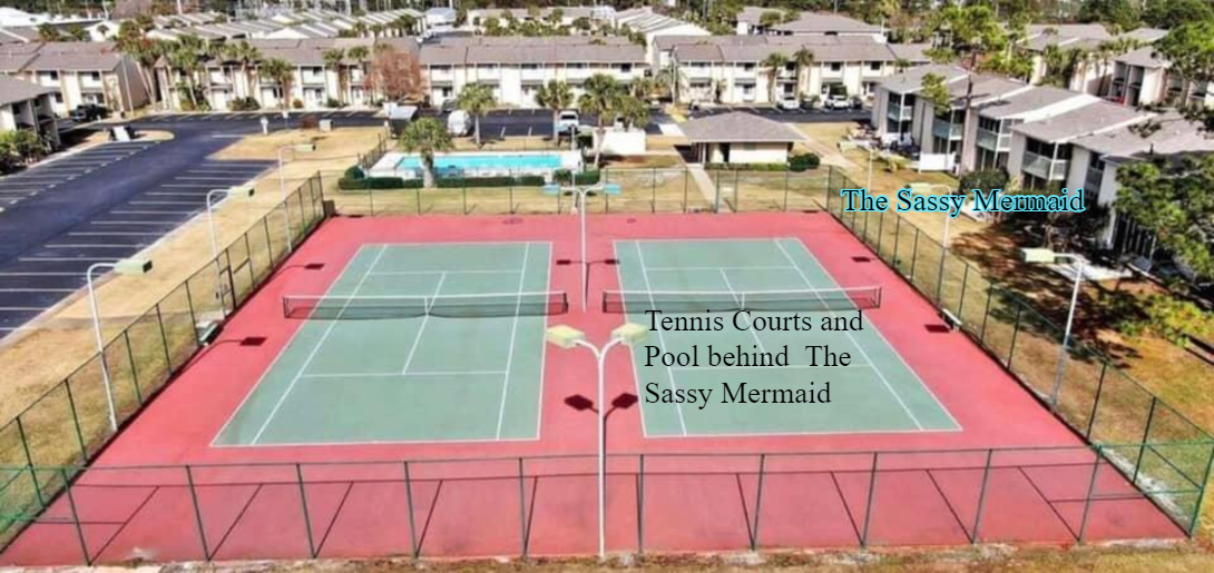 Tennis Courts and Pool behind the Sassy Mermaid