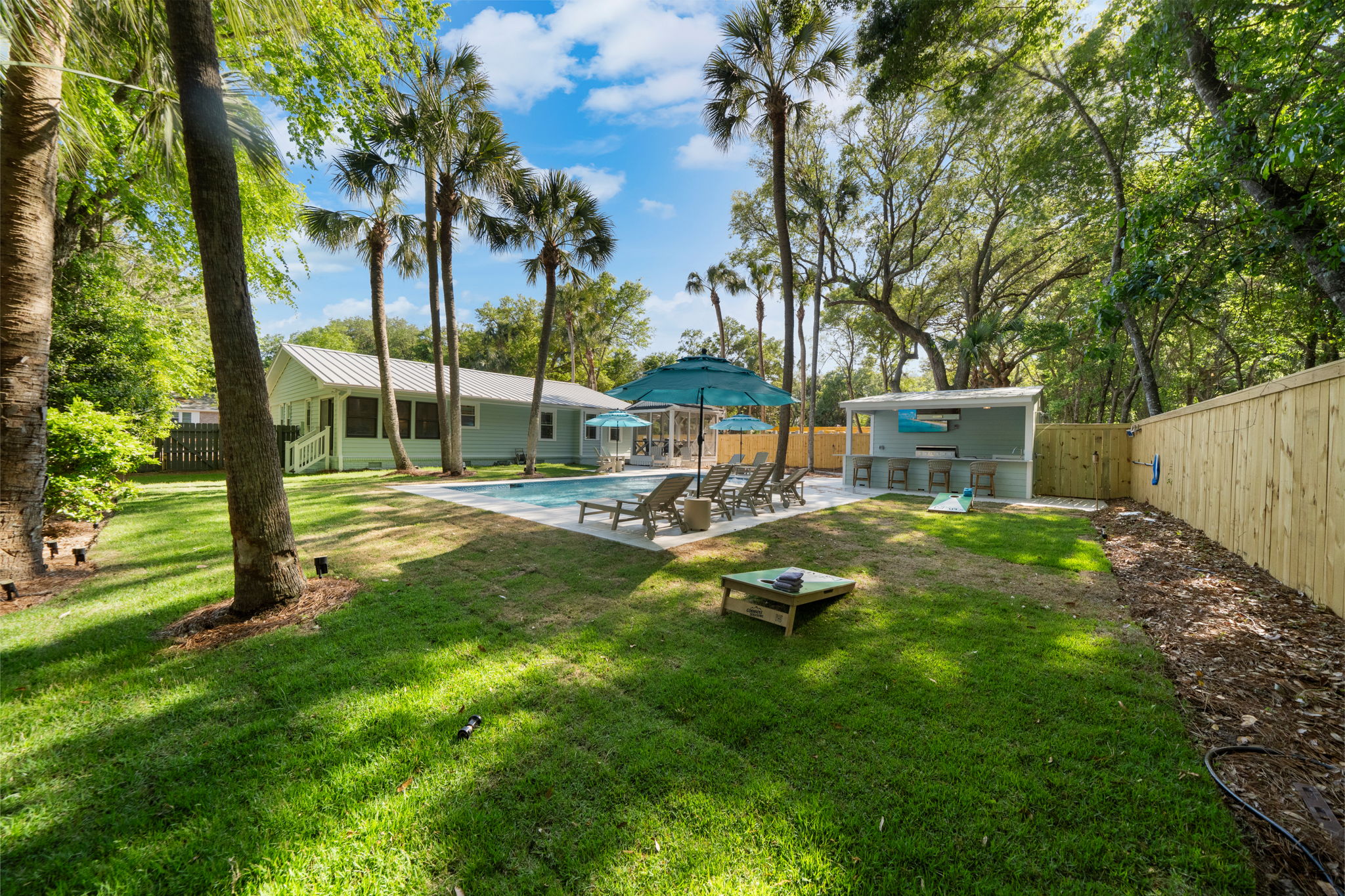 Backyard corn hole | IOP Escapes Beach Blessing | 3705 Hartnett Blvd, Isle of Palms, SC
