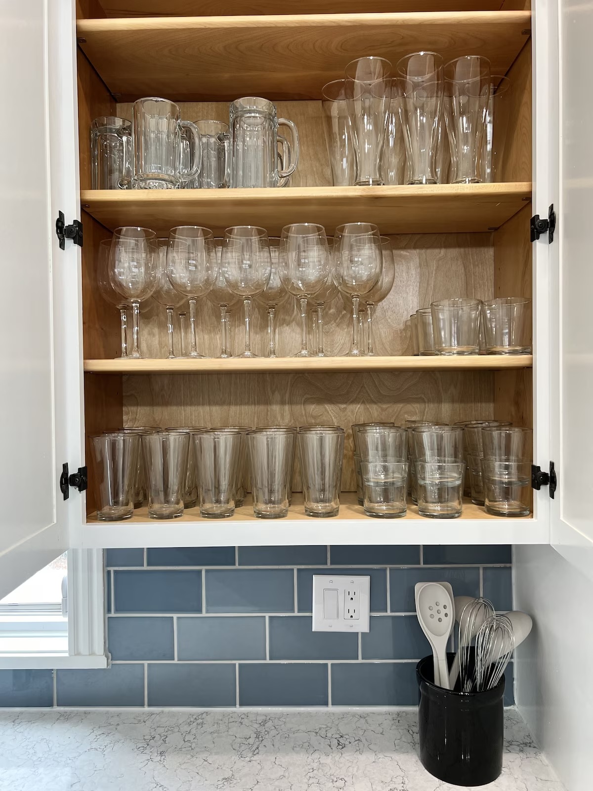 A complete collection of glassware, champagne flutes, cocktail glasses, and coffee mugs for entertaining and relaxing throughout your stay.