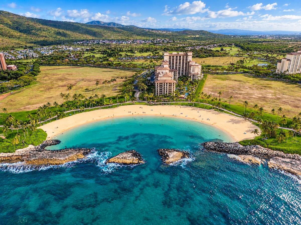 Aerial view of Ko Olina Beach Villas and lagoon