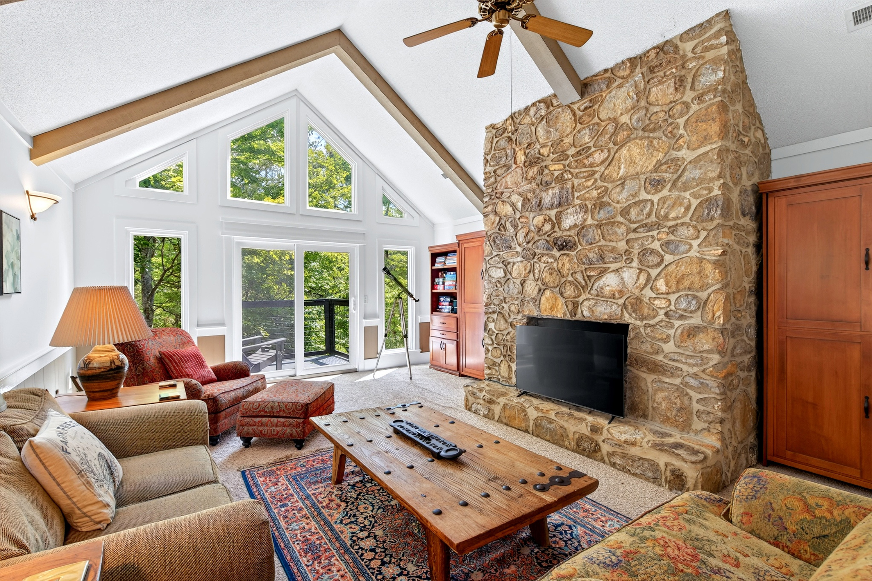 Floor to ceiling windows let in plenty of light