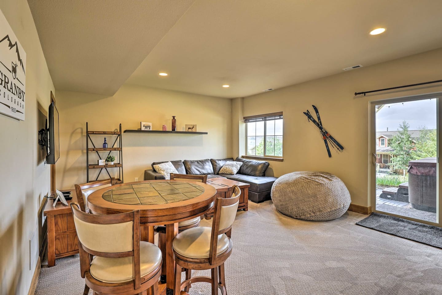 Downstairs Living Room and Game Table with Murphy Bed