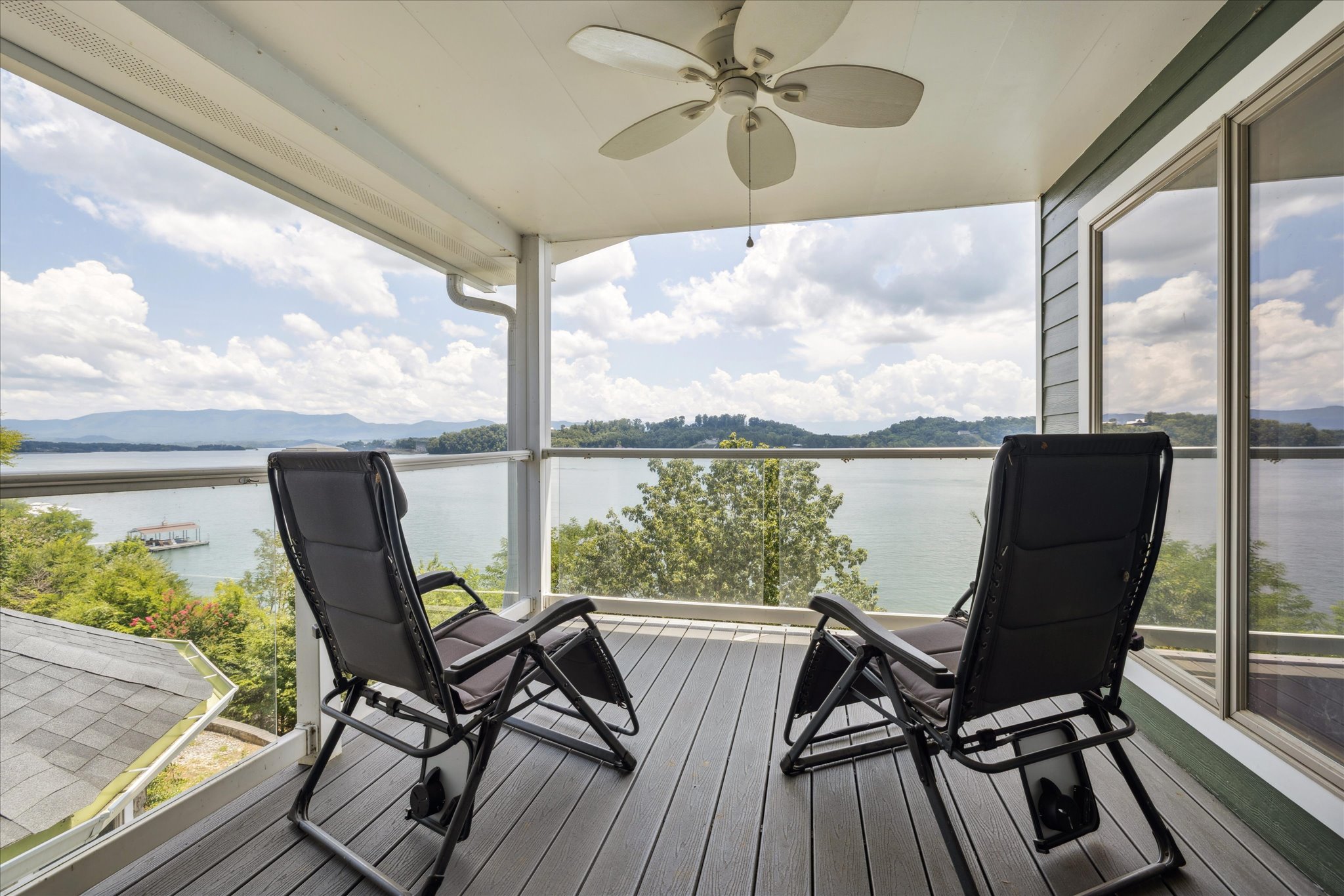 Private Covered Deck for Bedroom 3 overlooking English Mountain