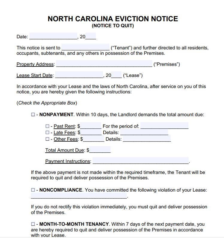 Eviction Process For North Carolina Real Estate Wishlist Property
